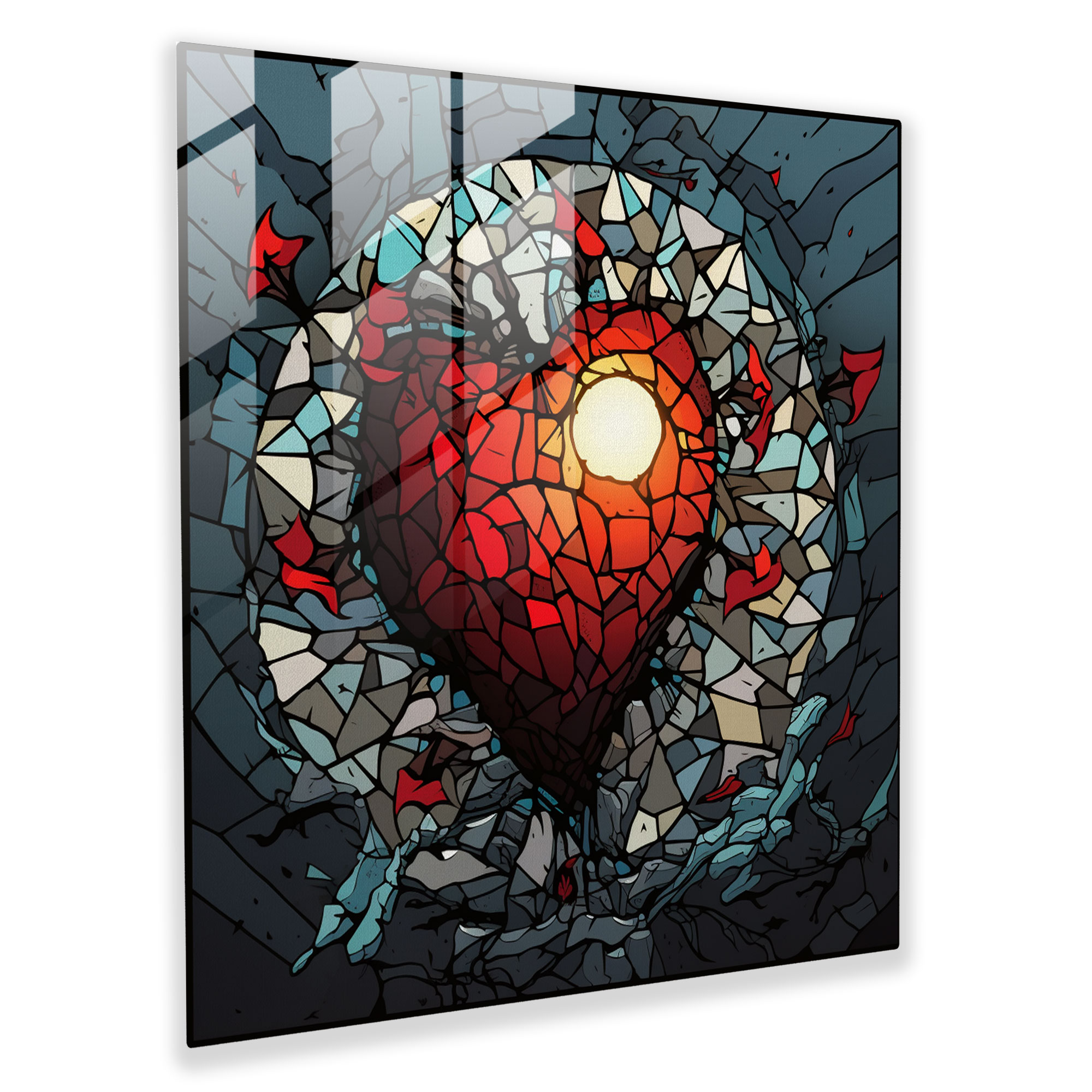Rejection Reflection: Broken Heart Glass Print - Rejection, Wall Decoration, Home Decoration, Glass Print