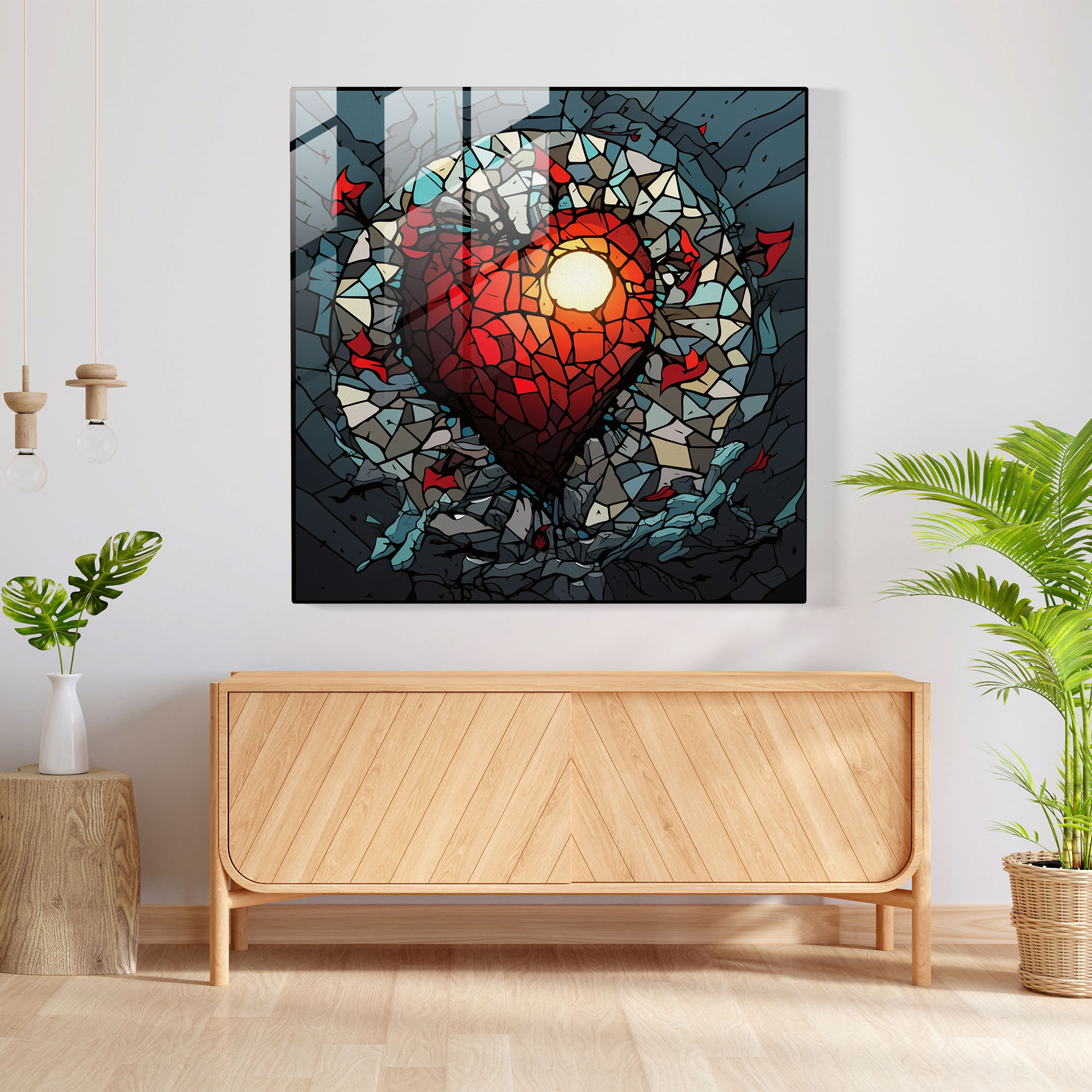 Rejection Reflection: Broken Heart Glass Print - Rejection, Wall Decoration, Home Decoration, Glass Print