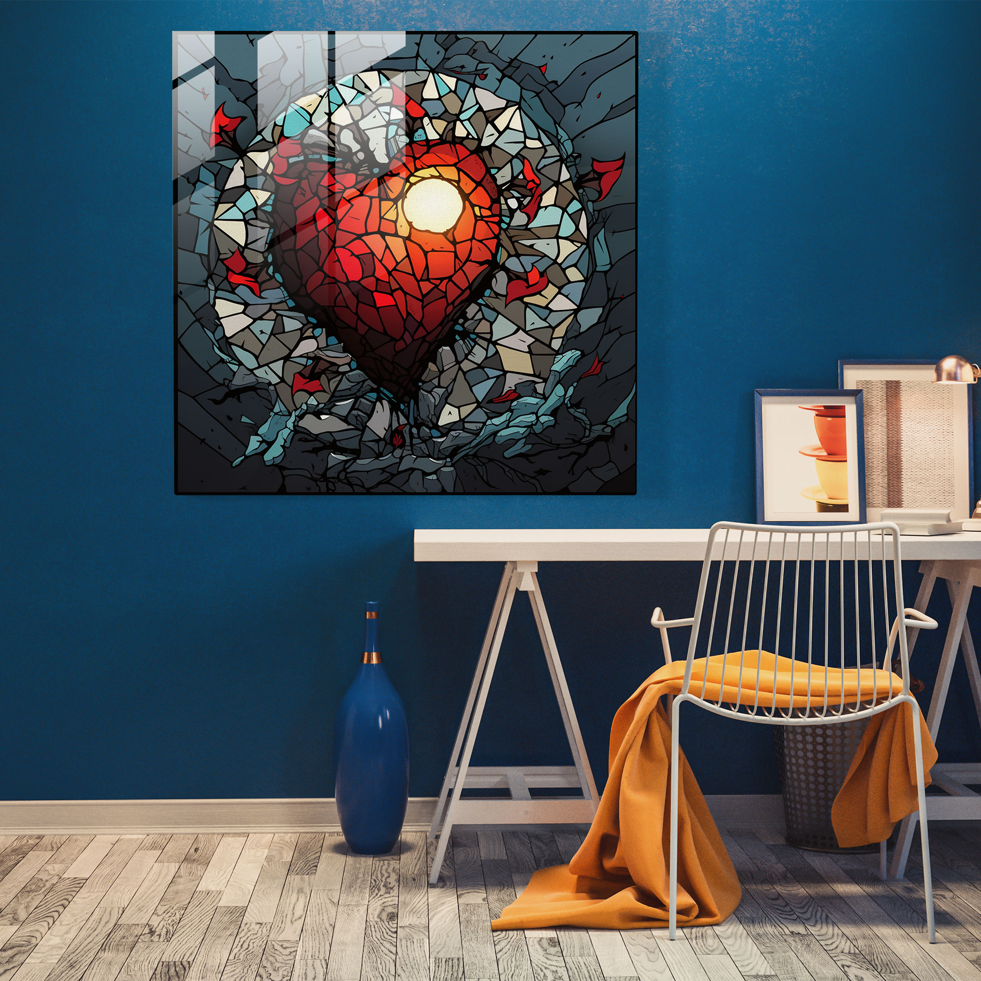Rejection Reflection: Broken Heart Glass Print - Rejection, Wall Decoration, Home Decoration, Glass Print