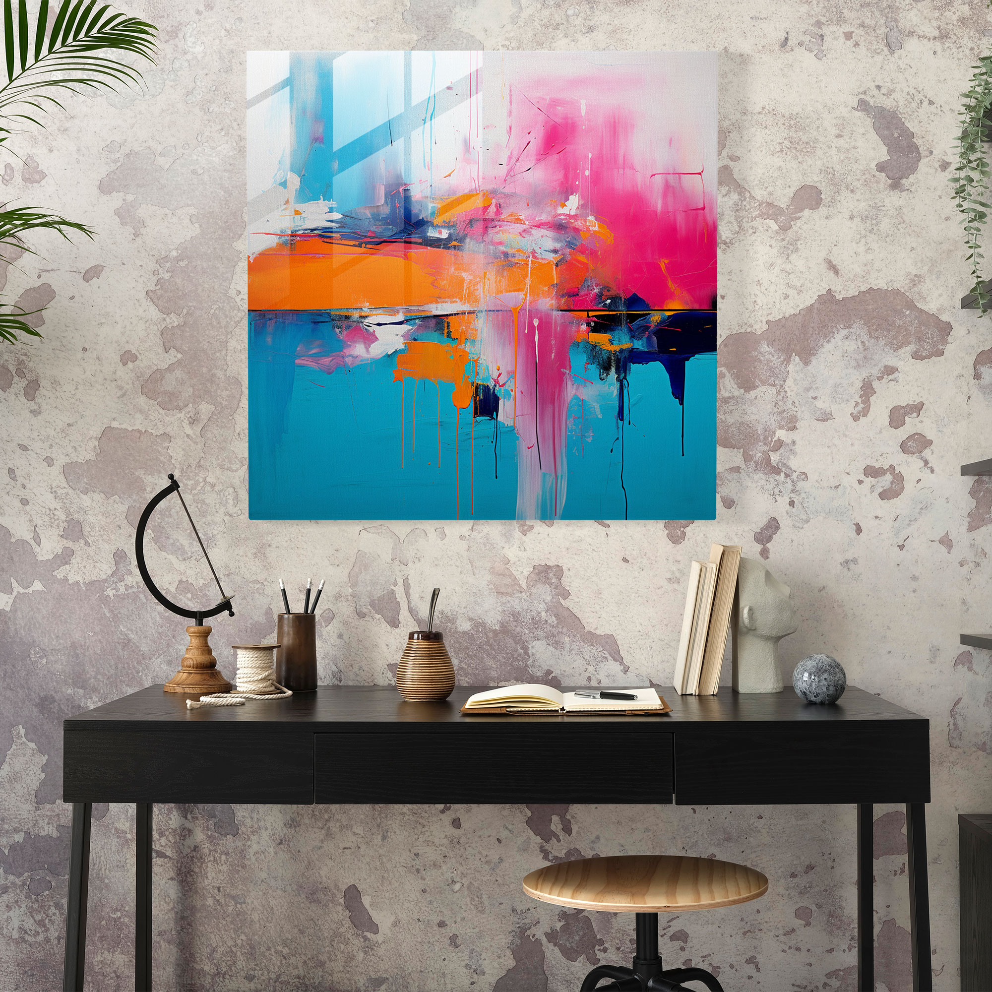 Rejection Reflection: Abstract Brushstrokes Glass Print - Rejection, Vibrant Colors, Modern Art, Rejection