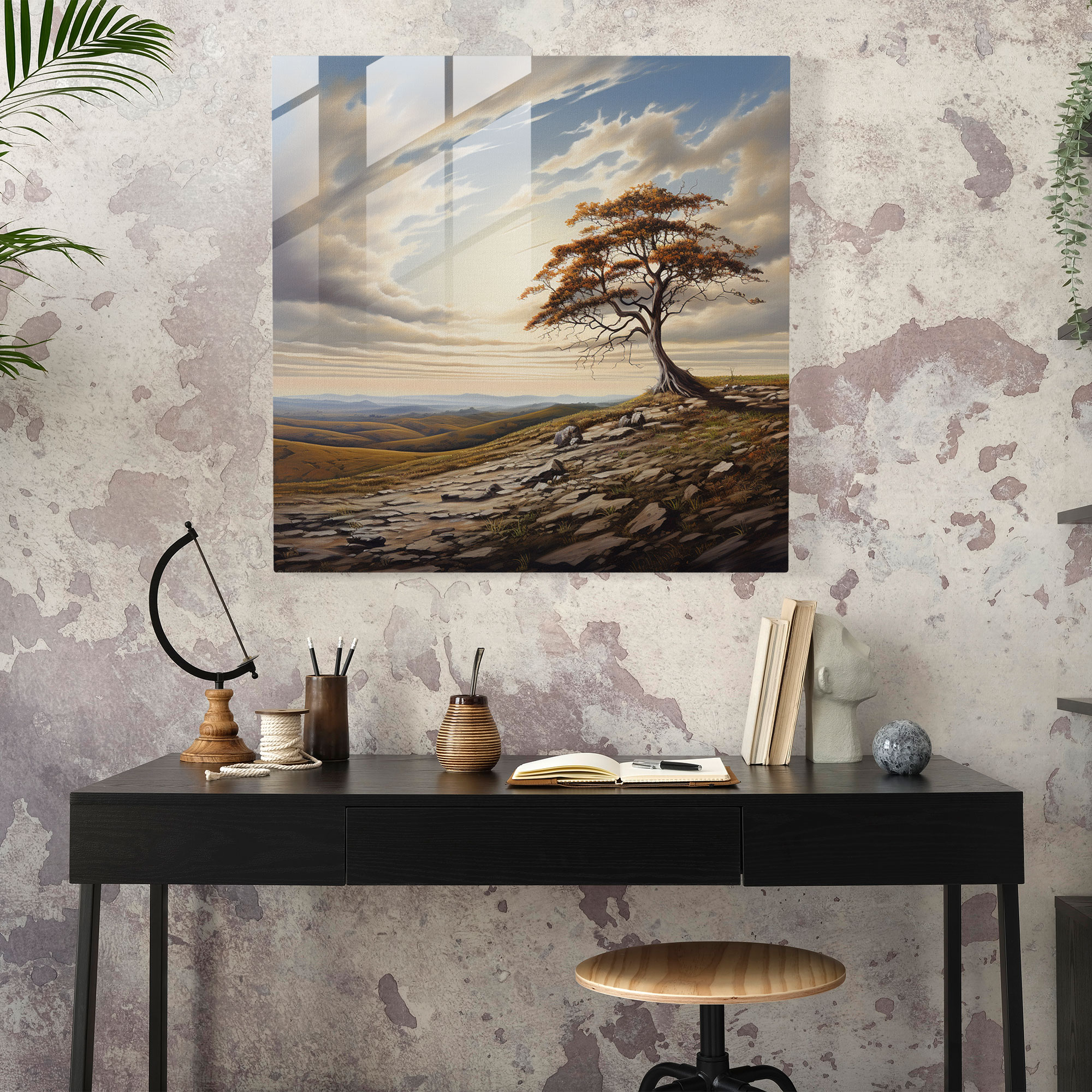 Rejection Reflection: Desolate Hill Glass Print - Rejection, Glass Wall Art, Rejection, Wall Decoration