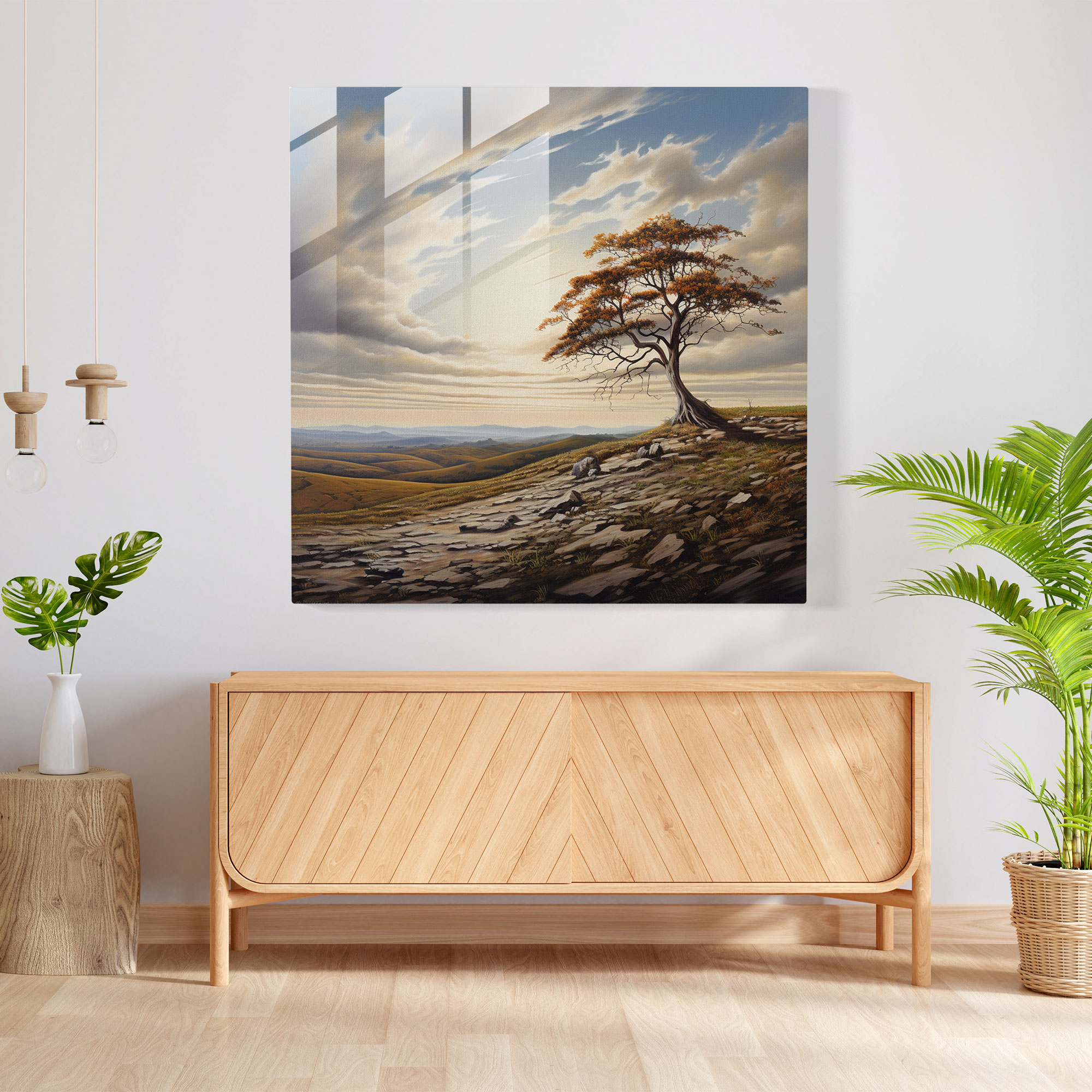 Rejection Reflection: Desolate Hill Glass Print - Rejection, Glass Wall Art, Rejection, Wall Decoration