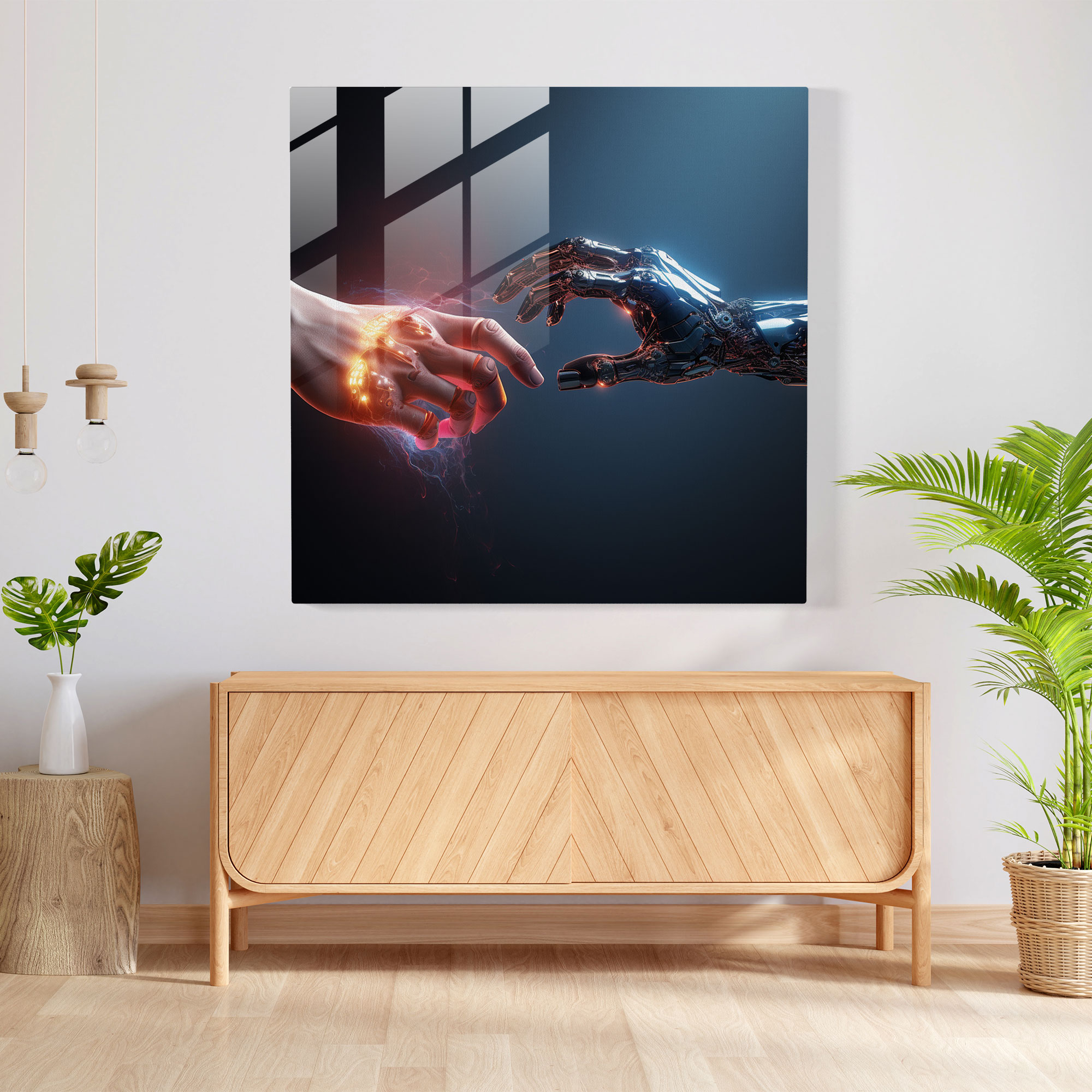 Rejection Reflection: Robotic Hand Glass Print - Rejection, Rejection, Home Decoration, Symbolism