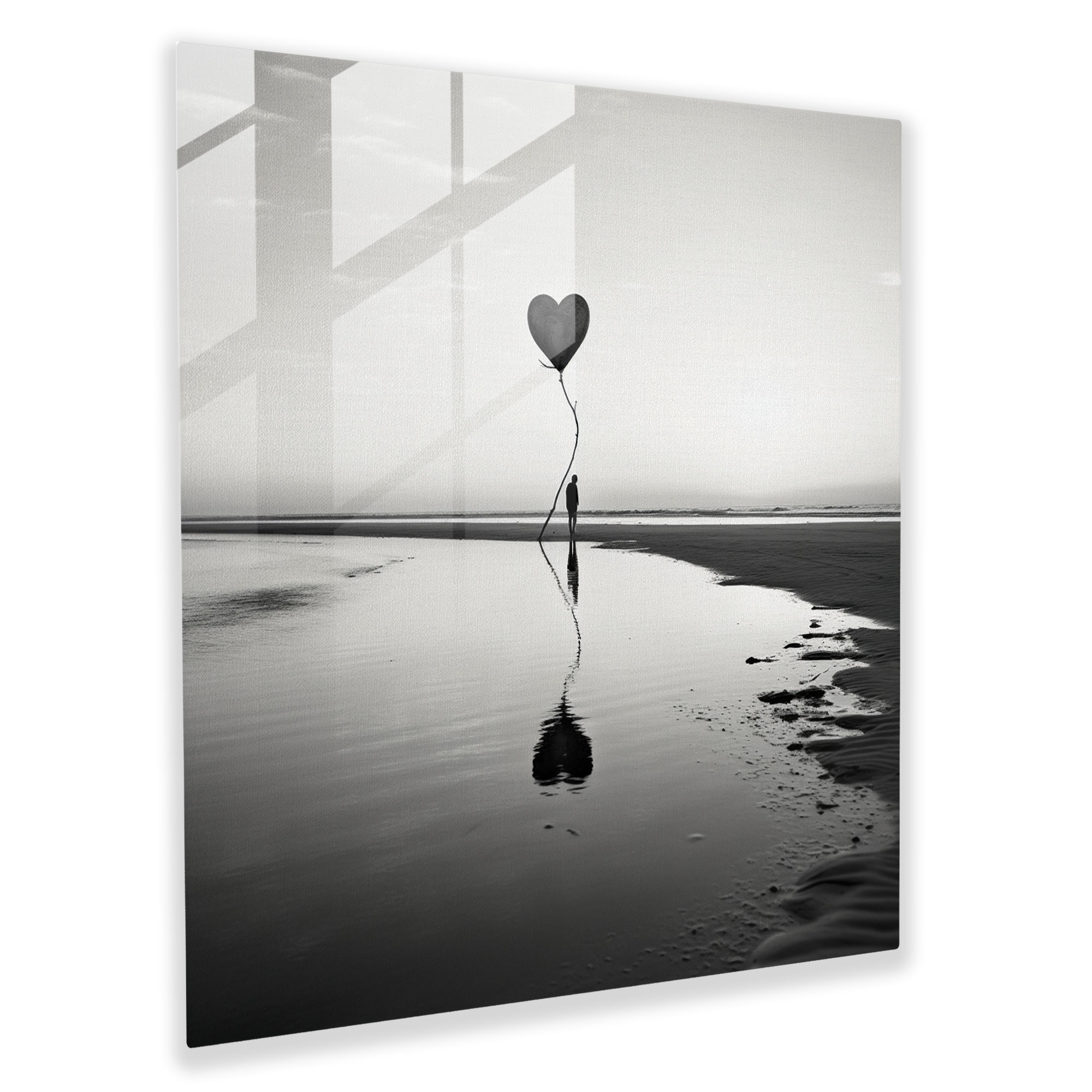 Reddedilmiş Cam Tablo Baskısı - Minimalist Siyah ve Beyaz Duvar Sanatı - Reddedilmiş Modern Sanat Minimalist Ev Dekorasyonu