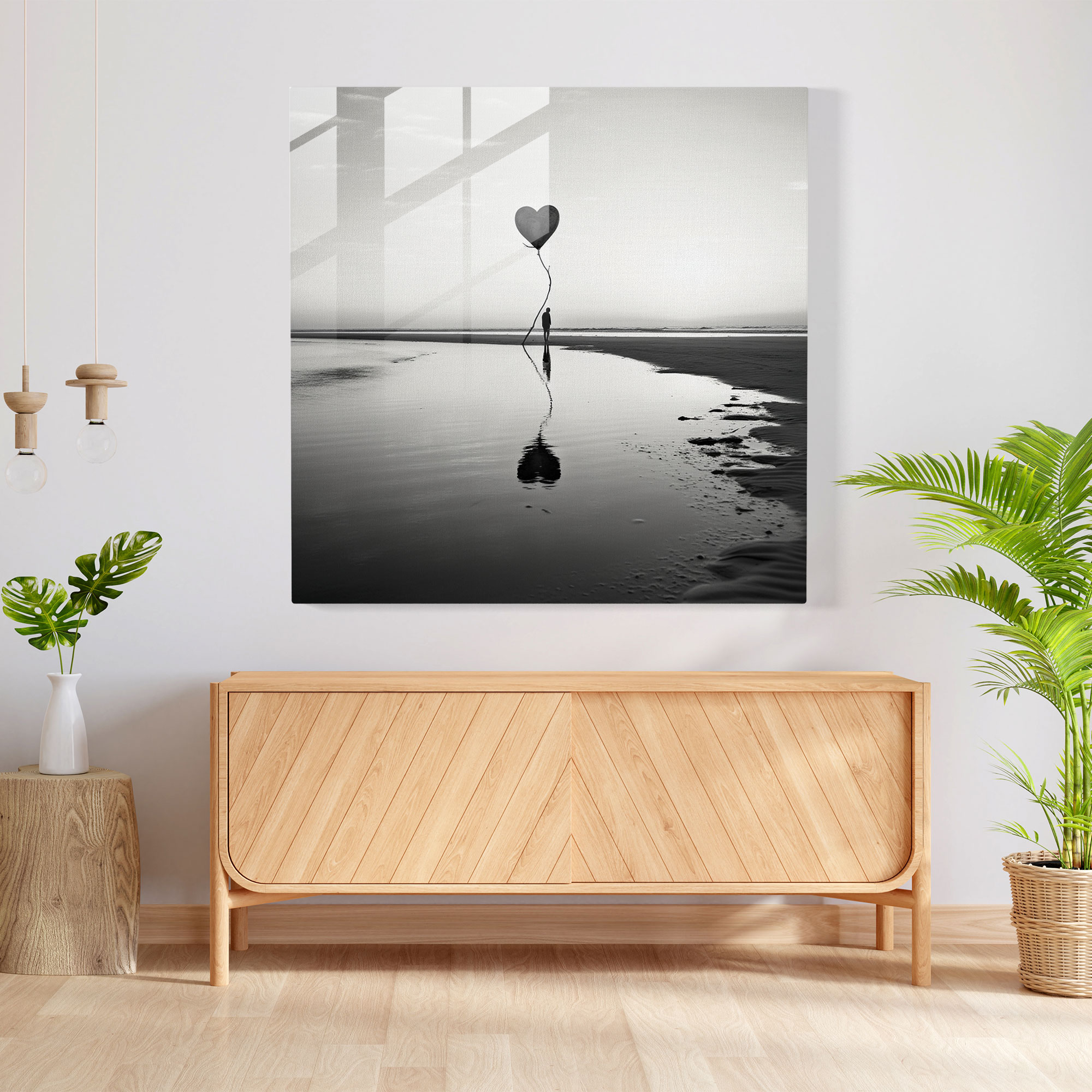 Reddedilmiş Cam Tablo Baskısı - Minimalist Siyah ve Beyaz Duvar Sanatı - Reddedilmiş Modern Sanat Minimalist Ev Dekorasyonu
