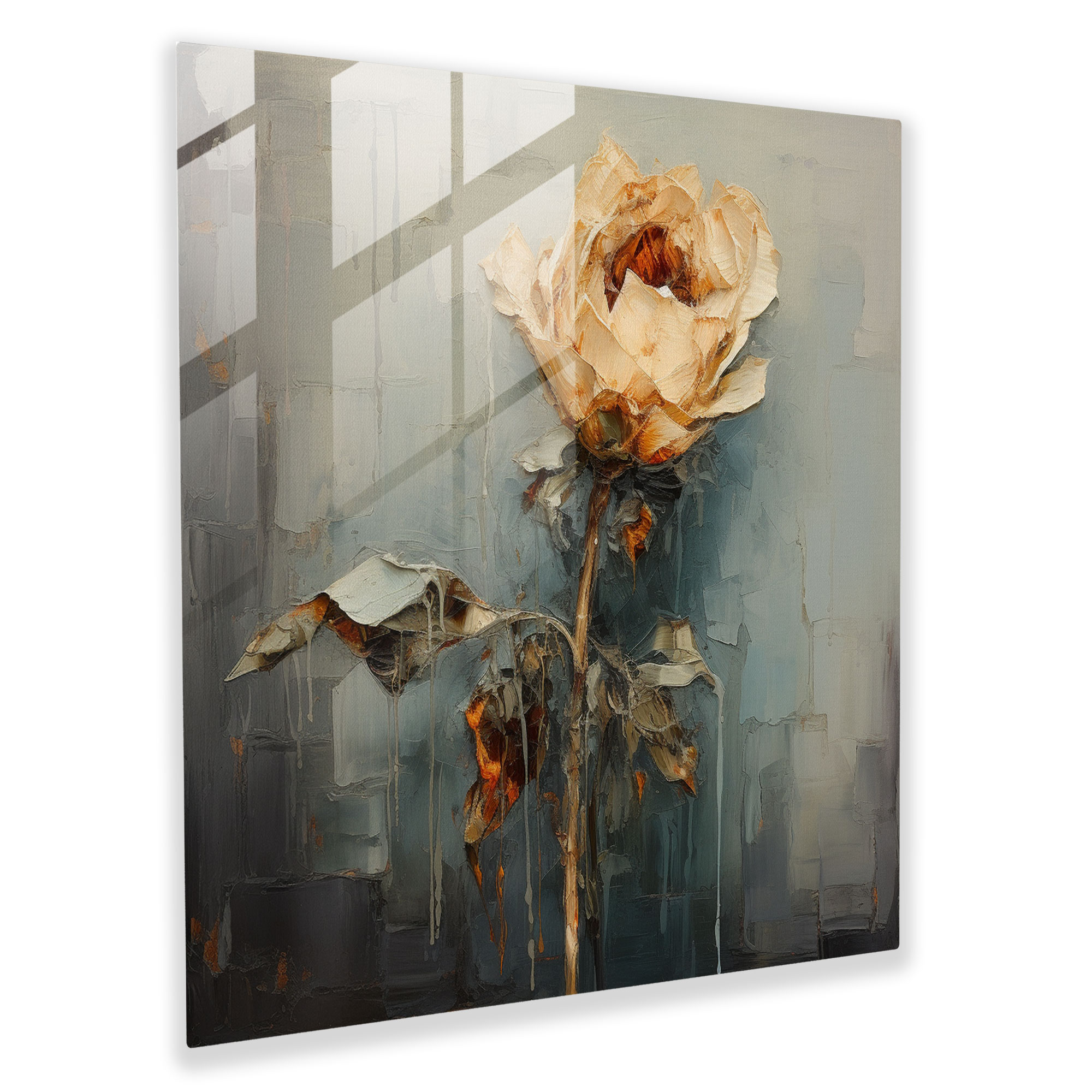 Rejection Glass Print - Impressionist Wilted Flower Wall Art - Rejection, Symbolism, Rejection, Wilted Flower