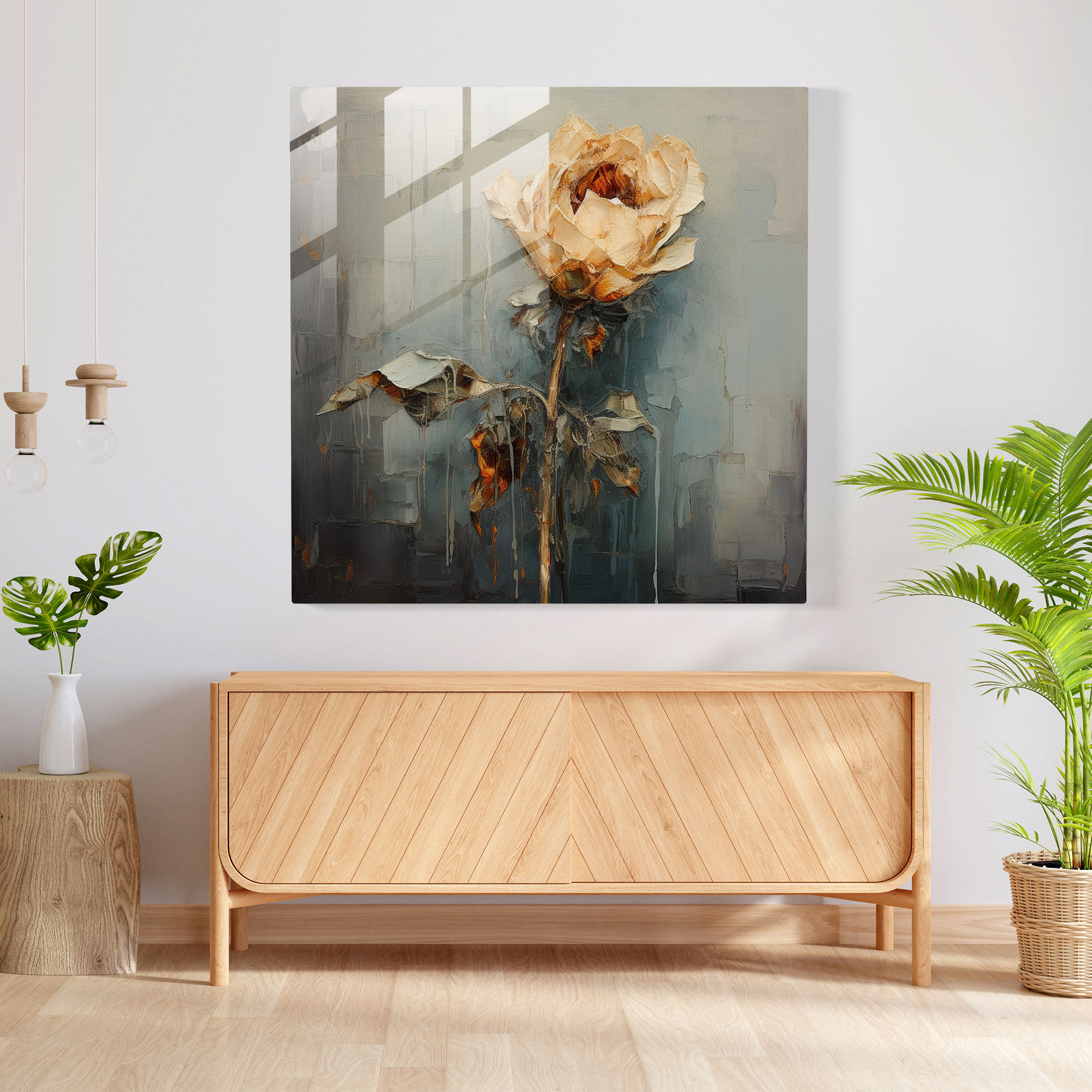 Rejection Glass Print - Impressionist Wilted Flower Wall Art - Rejection, Symbolism, Rejection, Wilted Flower