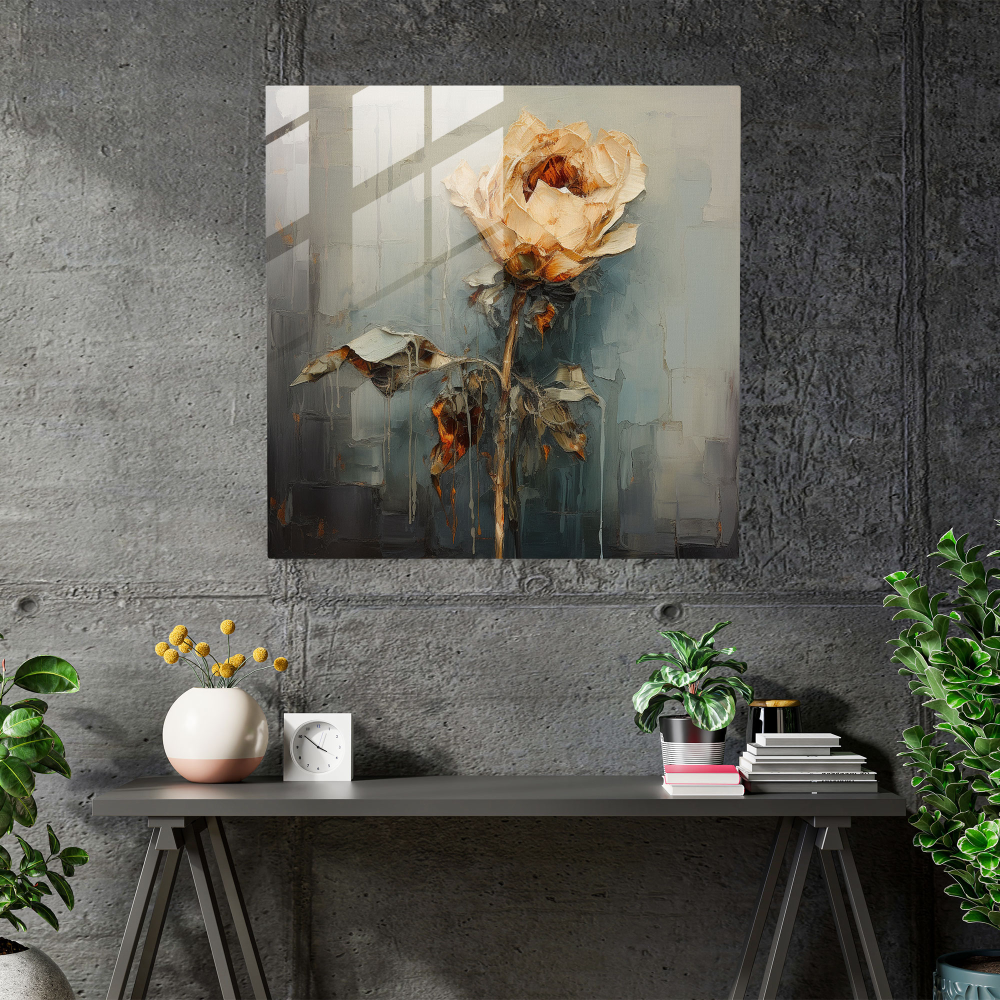 Rejection Glass Print - Impressionist Wilted Flower Wall Art - Rejection, Symbolism, Rejection, Wilted Flower