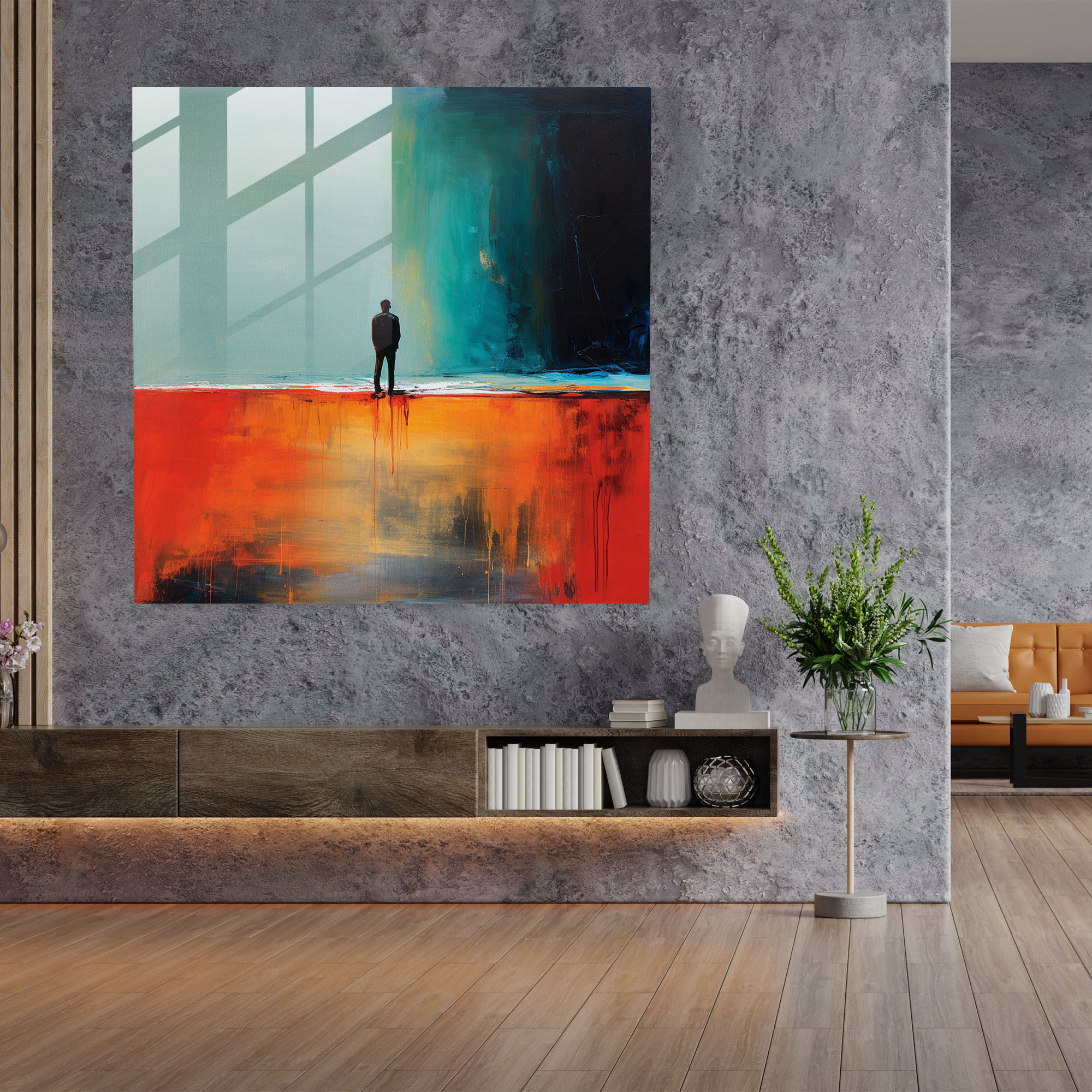 Rejection Abstract Glass Print - Rejection, Home Decoration, Rejection, Modern Art