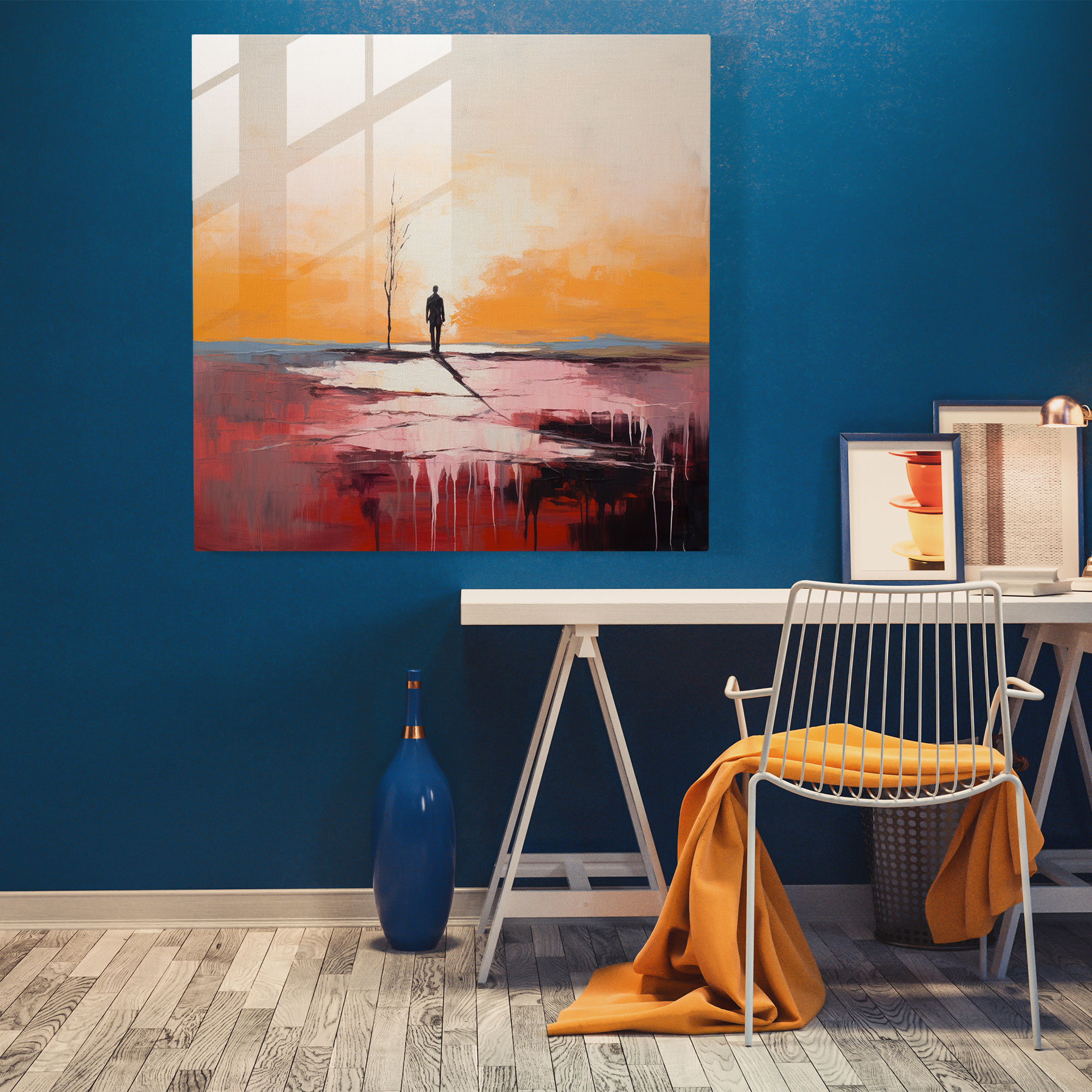 Lonely Reflections - Glass Print - Rejection, Glass Print, Modern Art, Rejection