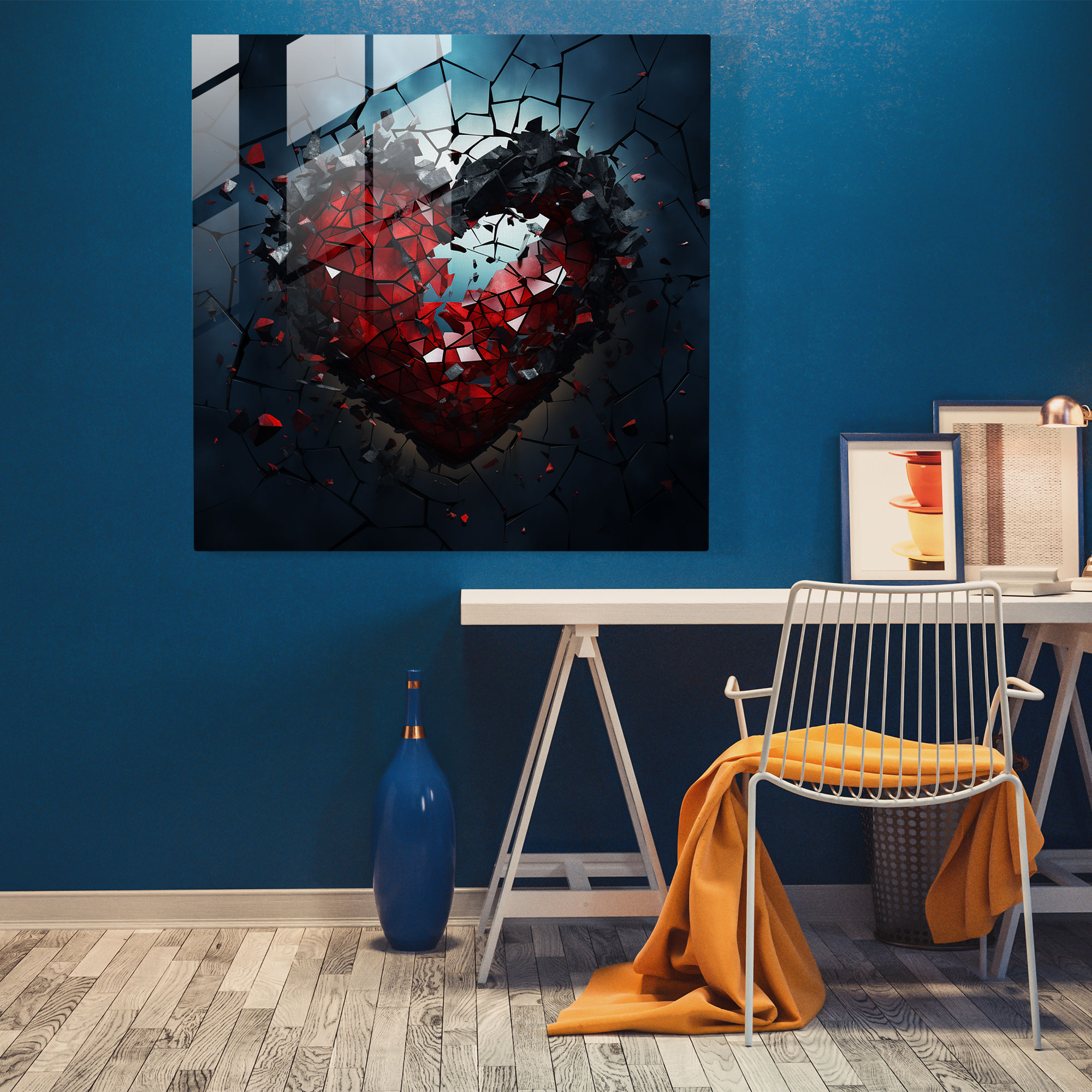 Zersplitterte Liebe - Glasbild - Ablehnung Glaswandkunst Wohnkultur