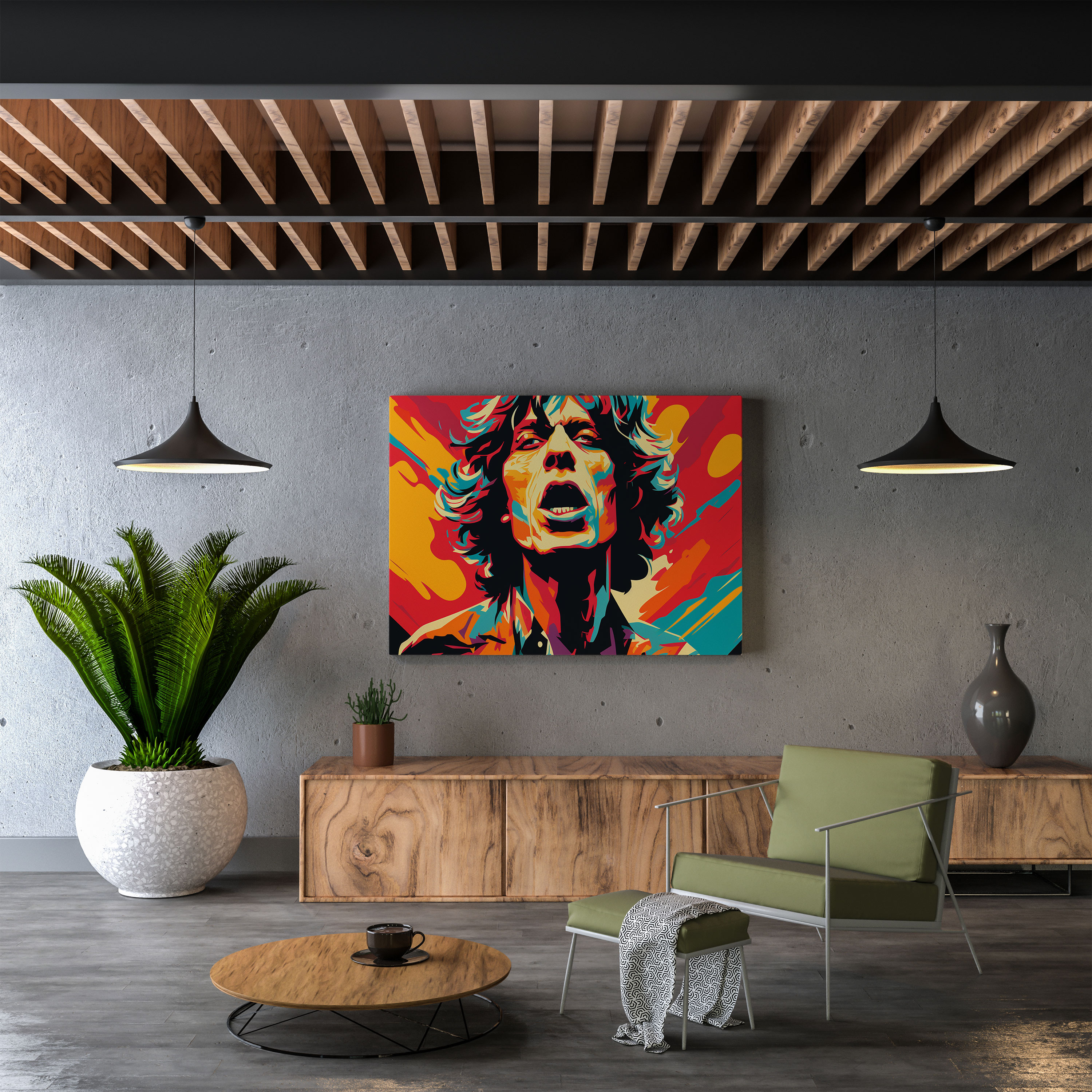 Rolling Stones Pop Art Leinwandbild - Wohn-Dekoration Grafische Elemente