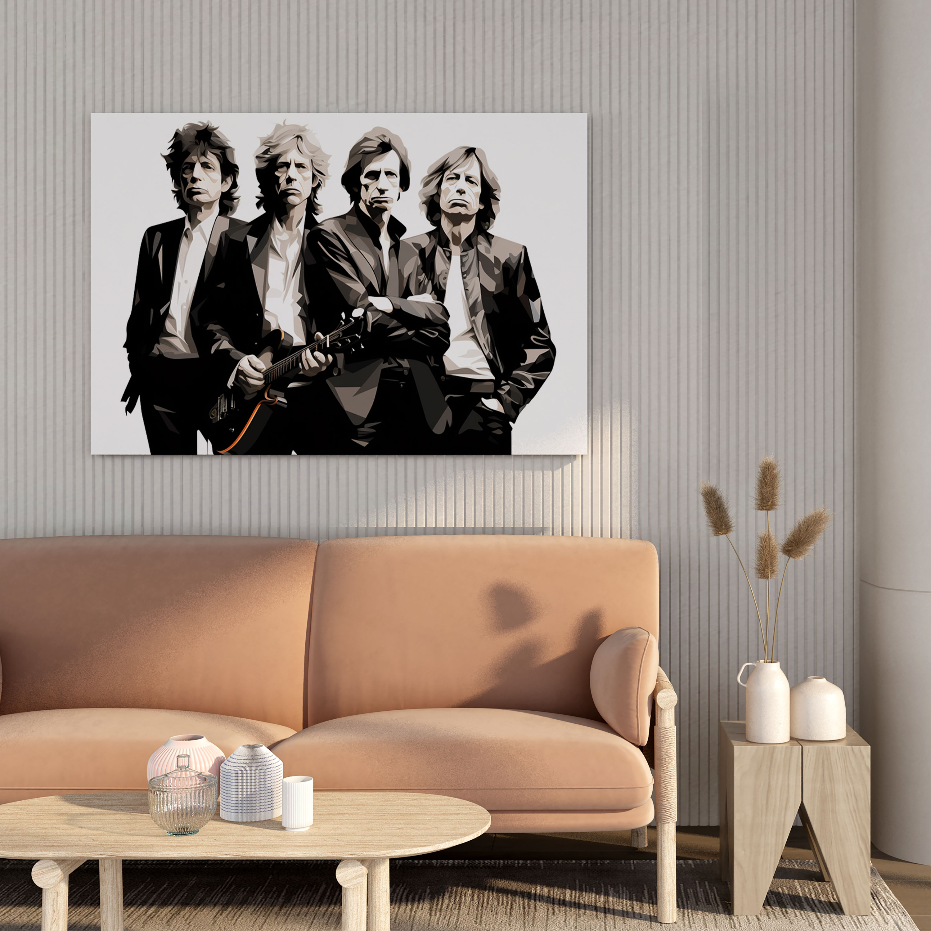 Minimalistisches Leinwandbild Rolling Stones - Klare Linien minimalistisches Design monochrome Töne