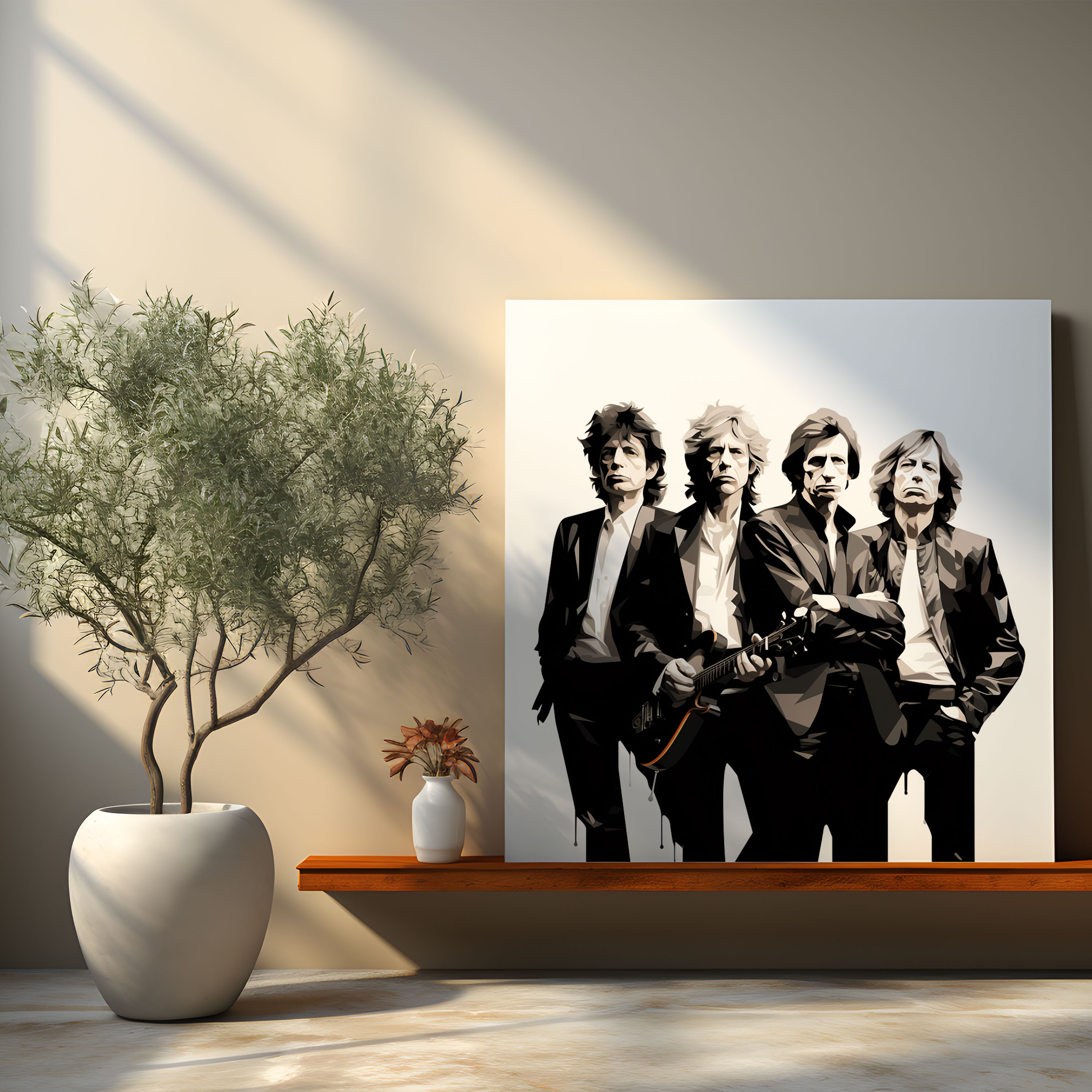 Minimalistisches Leinwandbild Rolling Stones - Klare Linien minimalistisches Design monochrome Töne