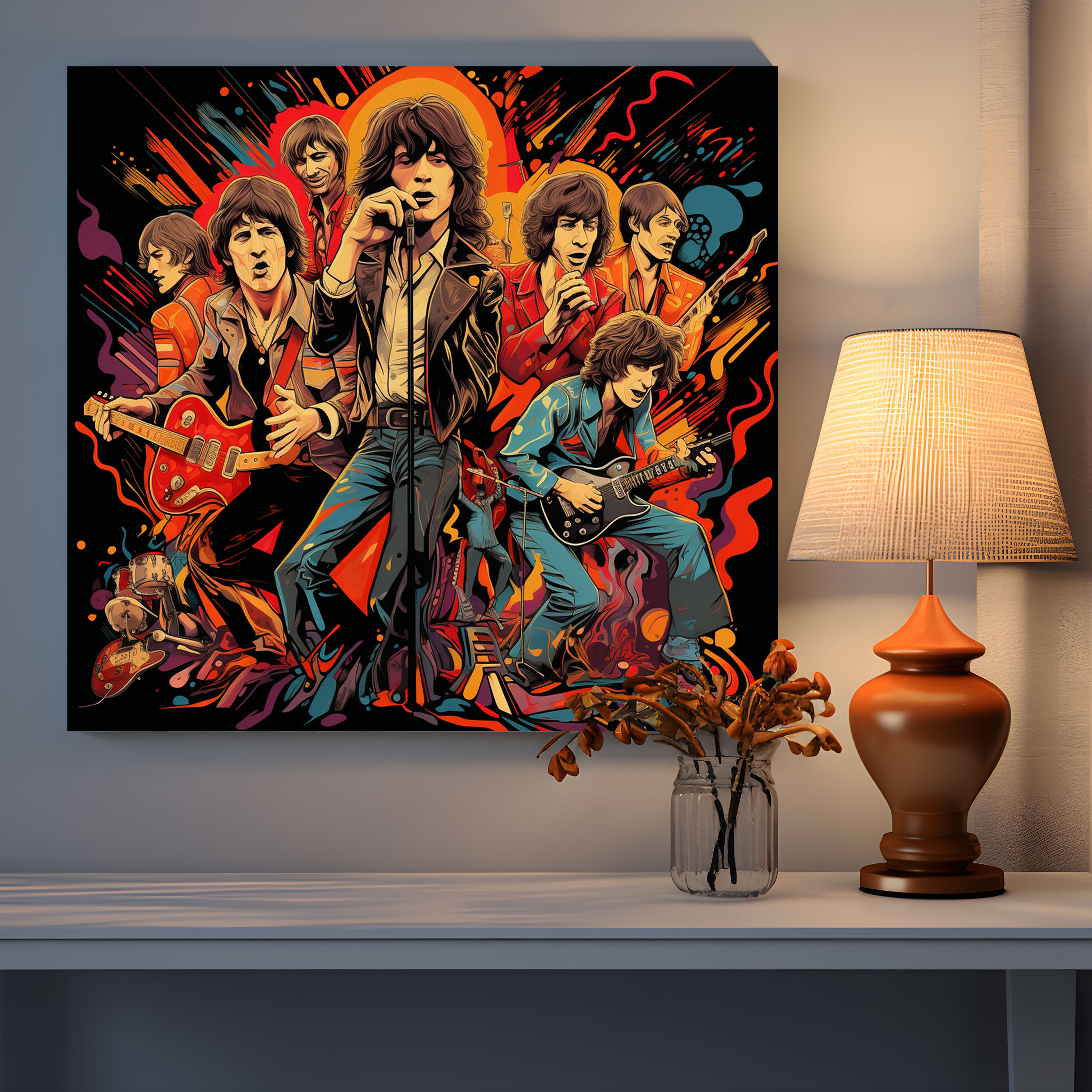 Rolling Stones Retro Leinwandbild - Rolling Stones Leinwandbild Greatest Hits Retro-inspirierte Kunstwerke