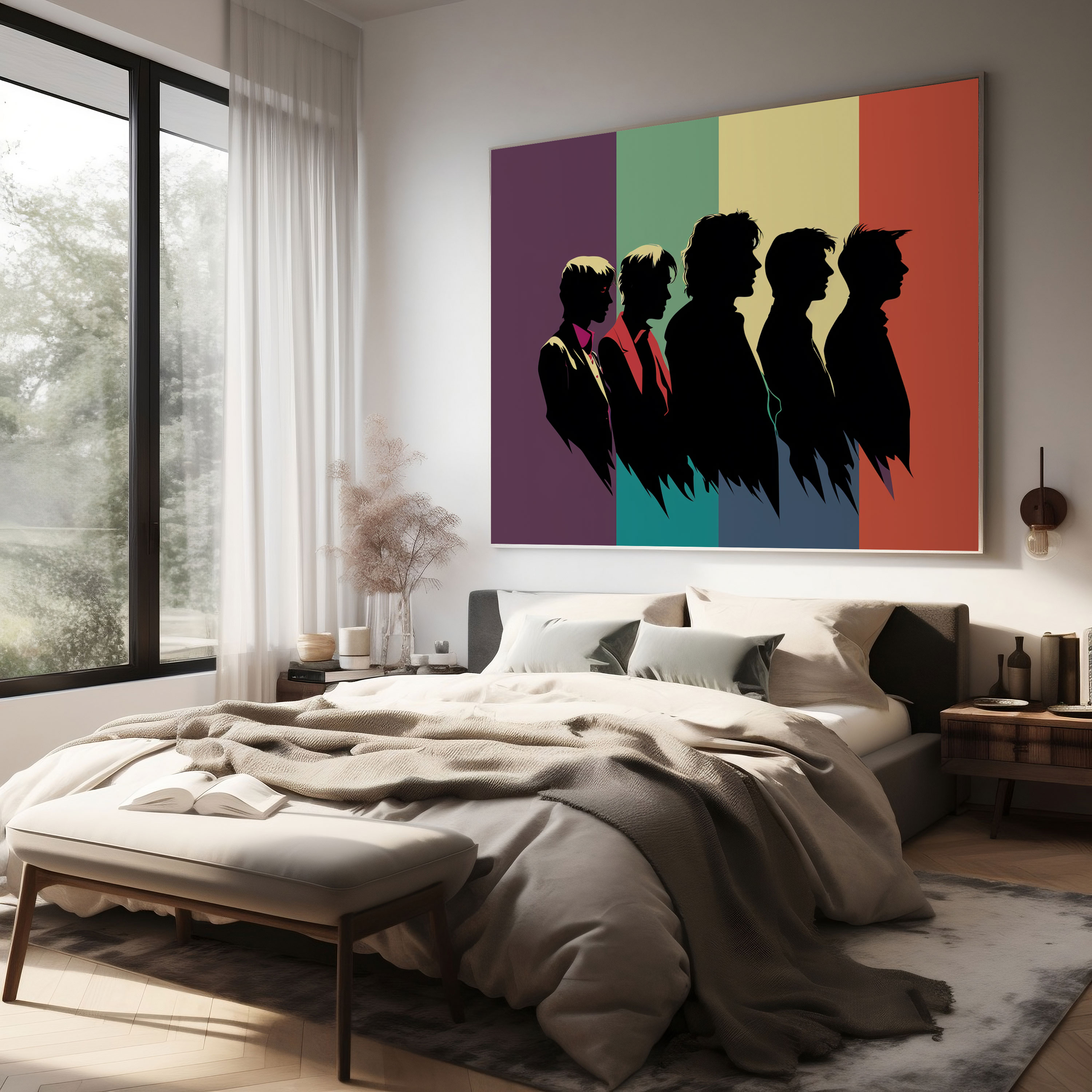 Rolling Stones Canvas Print - Minimalistic Silhouette Art - Rolling Stones, Colorful Background, Silhouette Art, Home Decoration