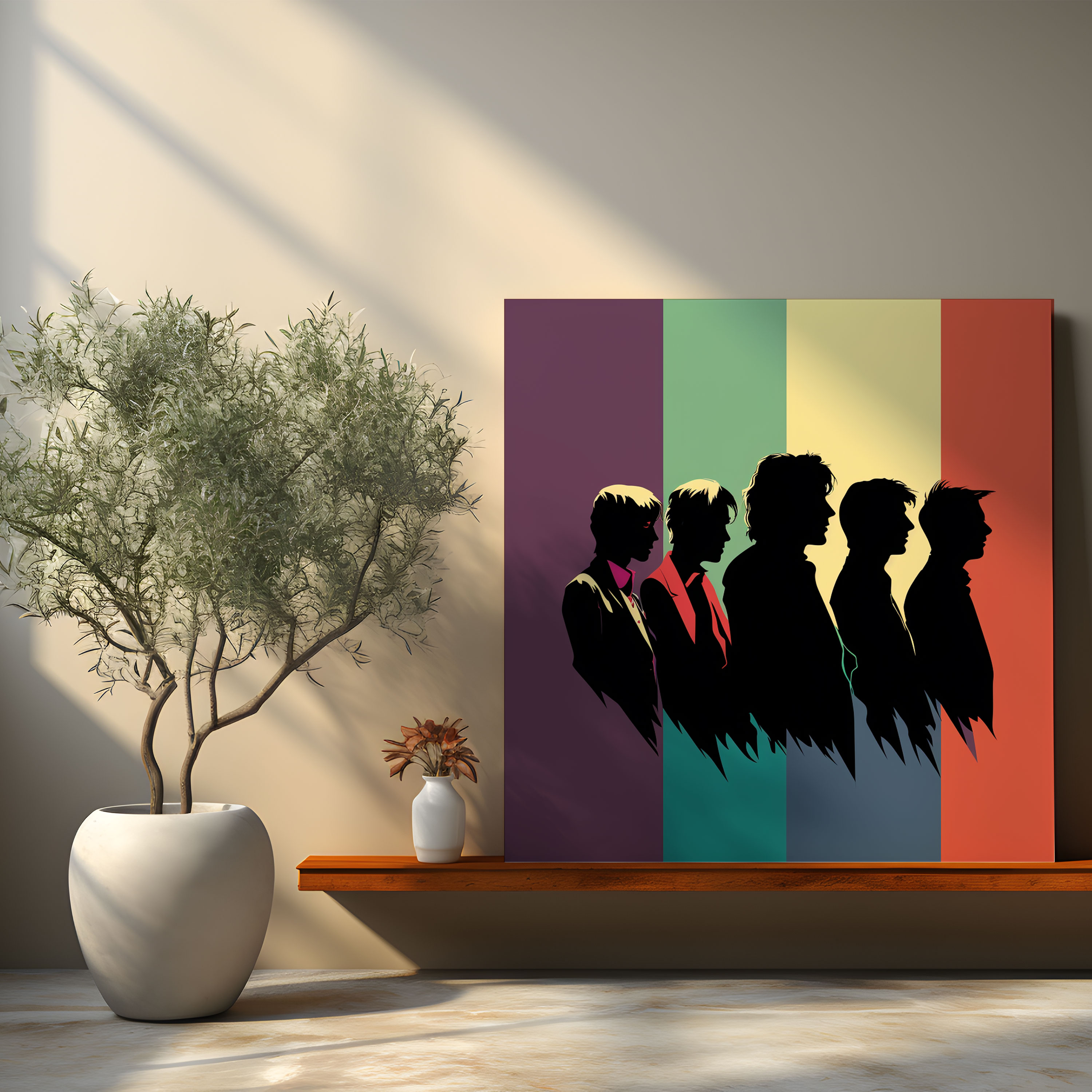 Rolling Stones Canvas Print - Minimalistic Silhouette Art - Rolling Stones, Colorful Background, Silhouette Art, Home Decoration