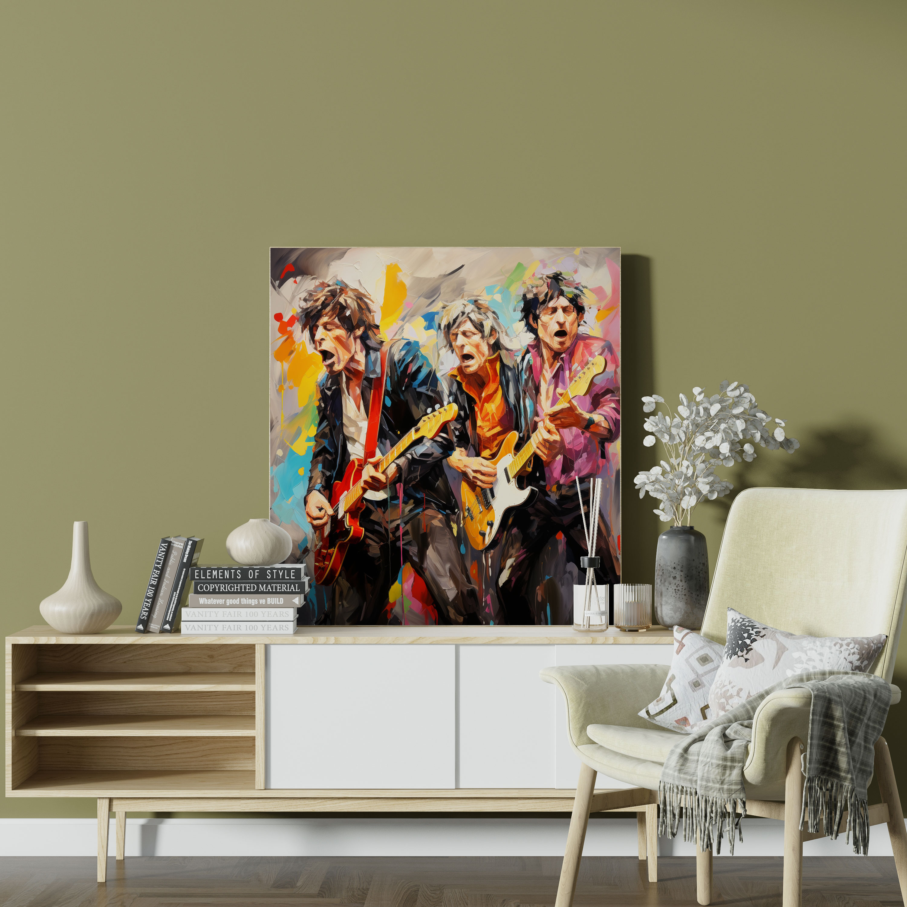 Rolling Stones Wall Art - Colorful Abstract Painting - Rolling Stones, Rolling Stones Art, Canvas, Rolling Stones