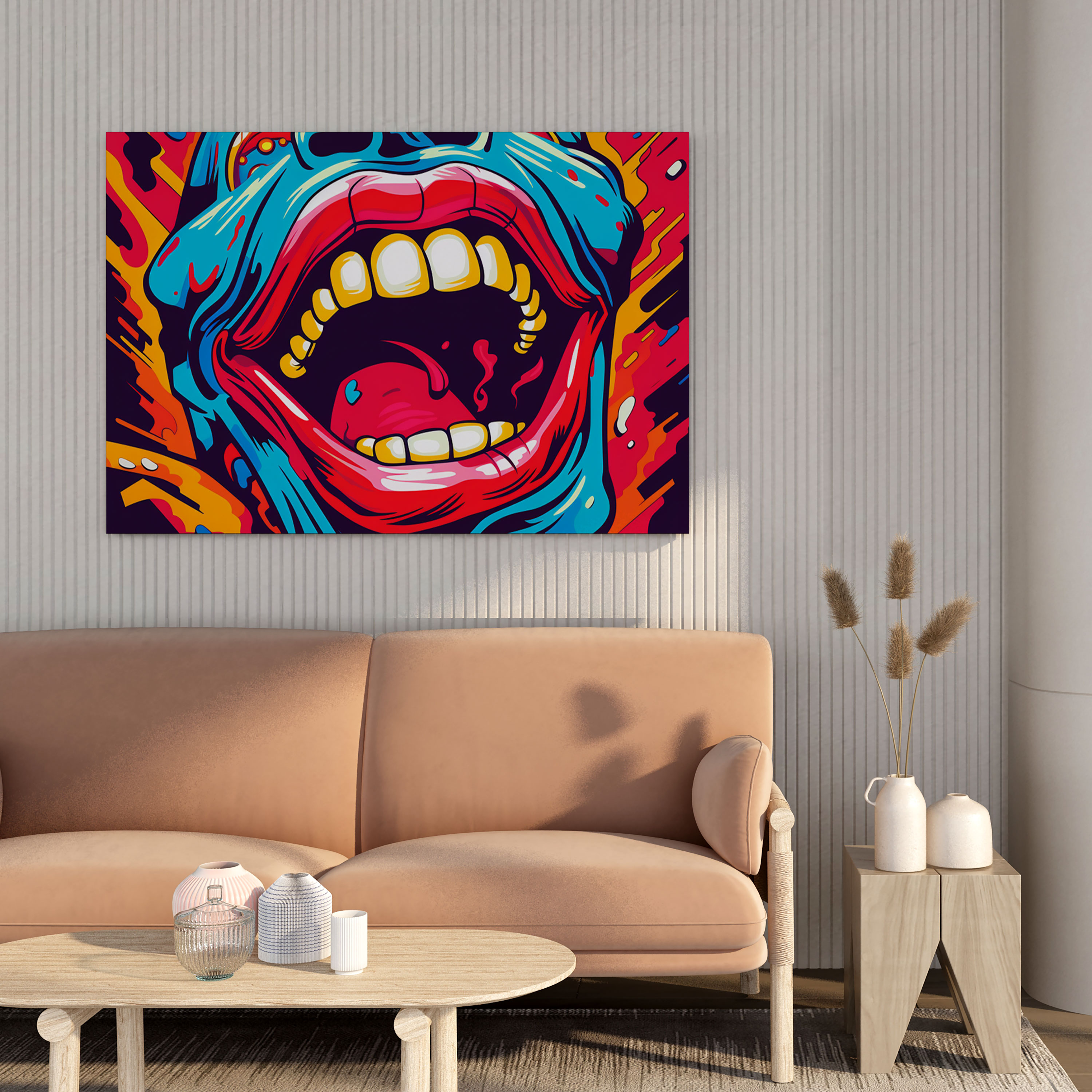 Rolling Stones Wall Decoration - Pop Art-Inspired Illustration - Rolling Stones, Canvas Print, Vibrant Colors, Canvas