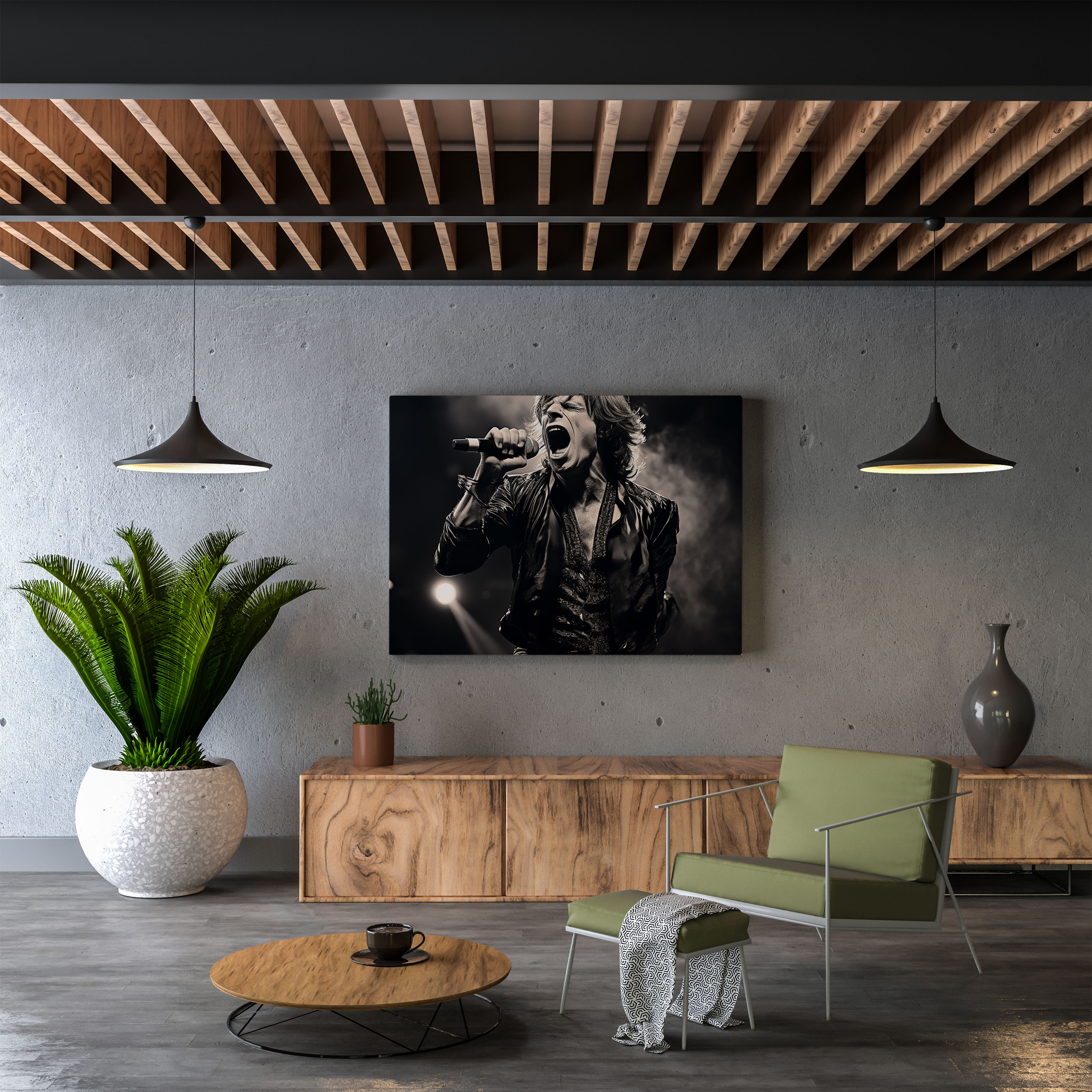 Rolling Stones Wanddekoration - Moderne Fotografie - Mick Jagger dynamische Bühnenpräsenz - Leinwandbild