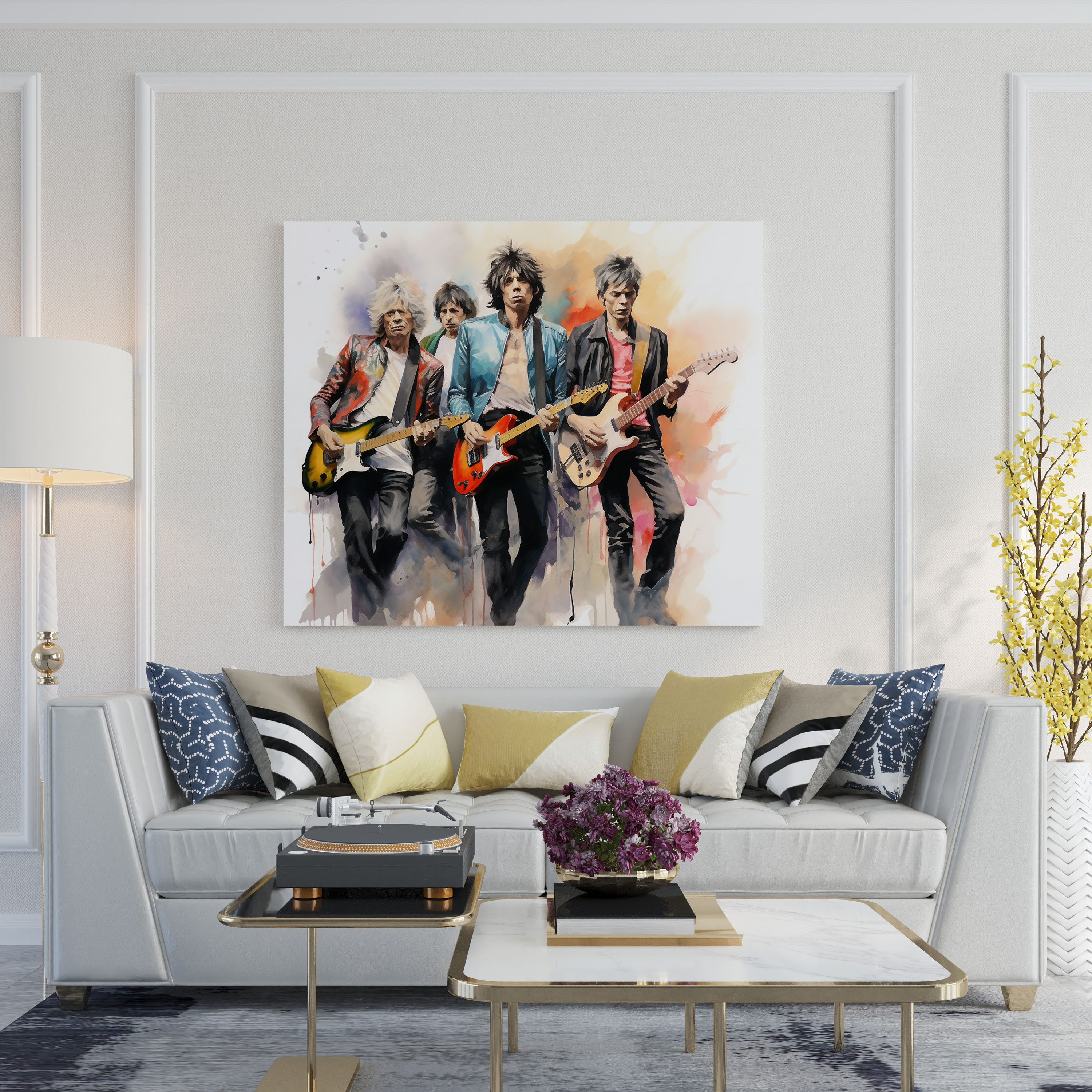 Rolling Stones Wall Art - Rolling Stones, Wall Art, Watercolor Painting, Rolling Stones
