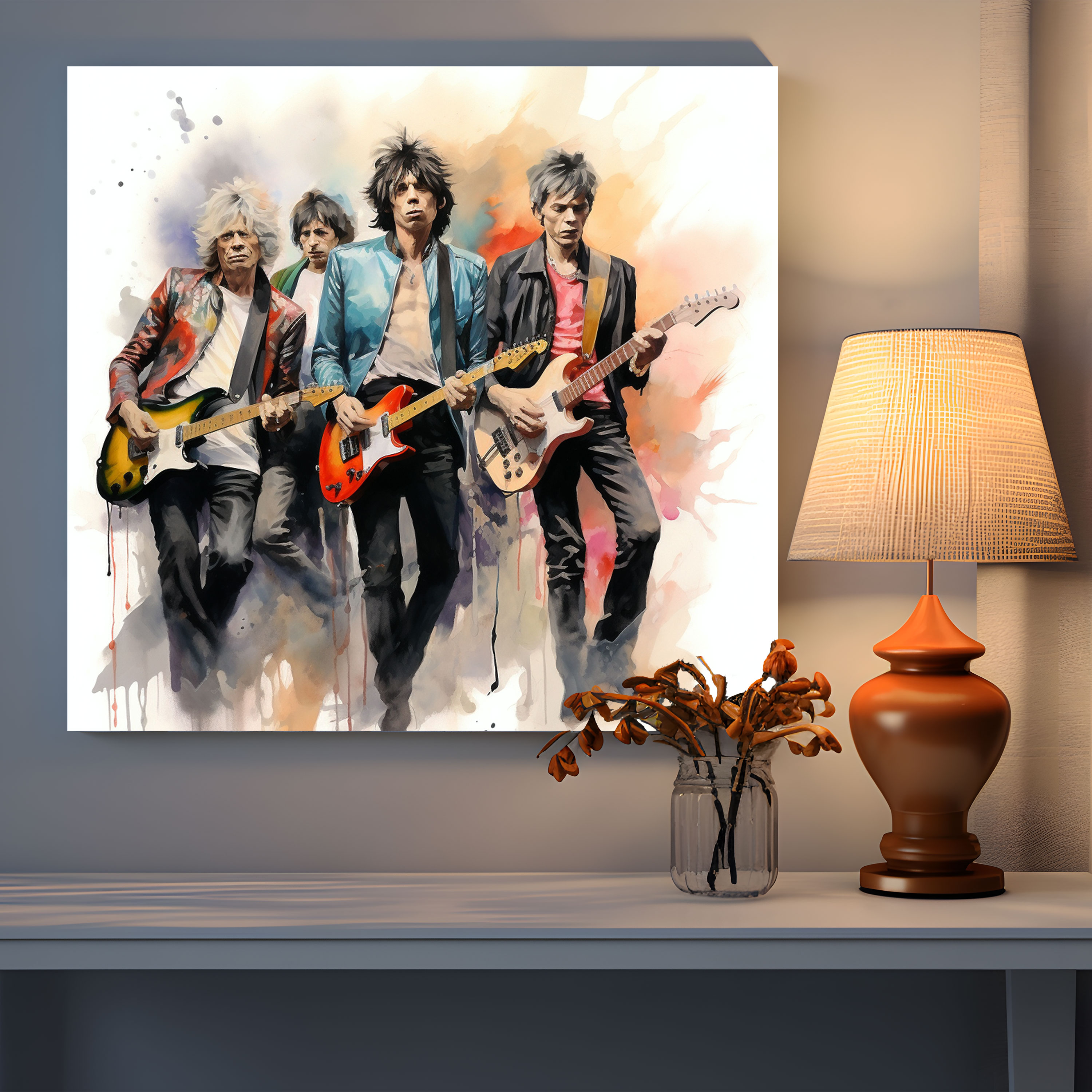Rolling Stones Wall Art - Rolling Stones, Wall Art, Watercolor Painting, Rolling Stones