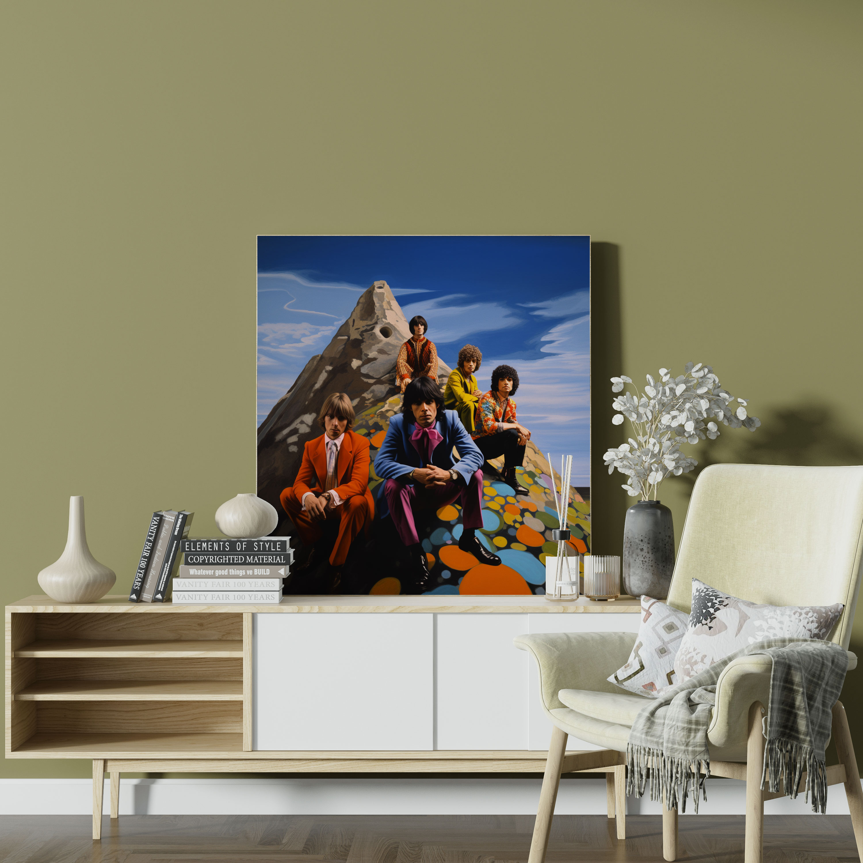 Rolling Stones Canvas Print - Retro Colorful Painting - Rolling Stones, Wall Art, Retro, Canvas
