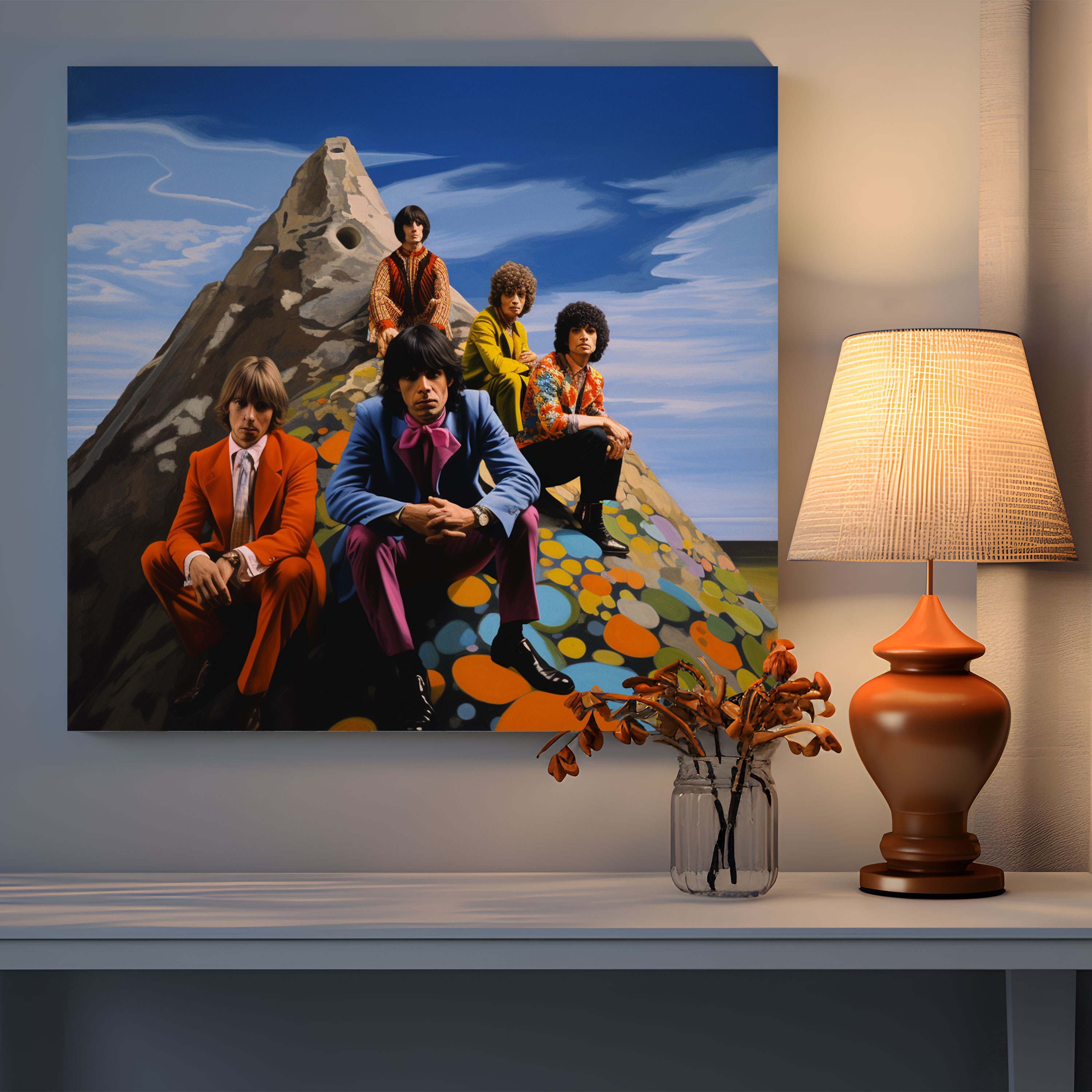 Rolling Stones Canvas Print - Retro Colorful Painting - Rolling Stones, Wall Art, Retro, Canvas