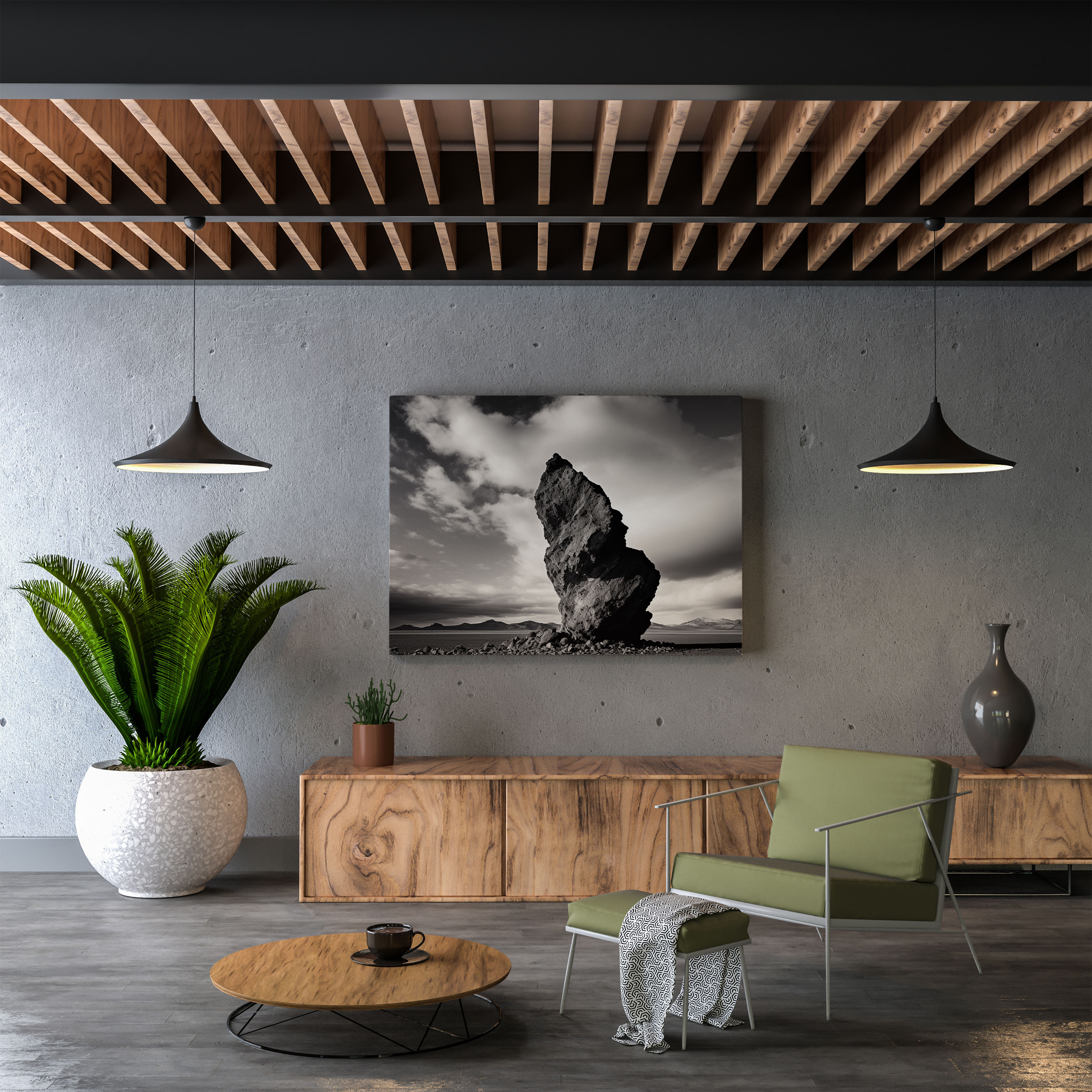 Rolling Stones Wall Decoration - Monochrome Photograph - Rolling Stones, Dramatic Sky, Wall Decoration, Canvas Print