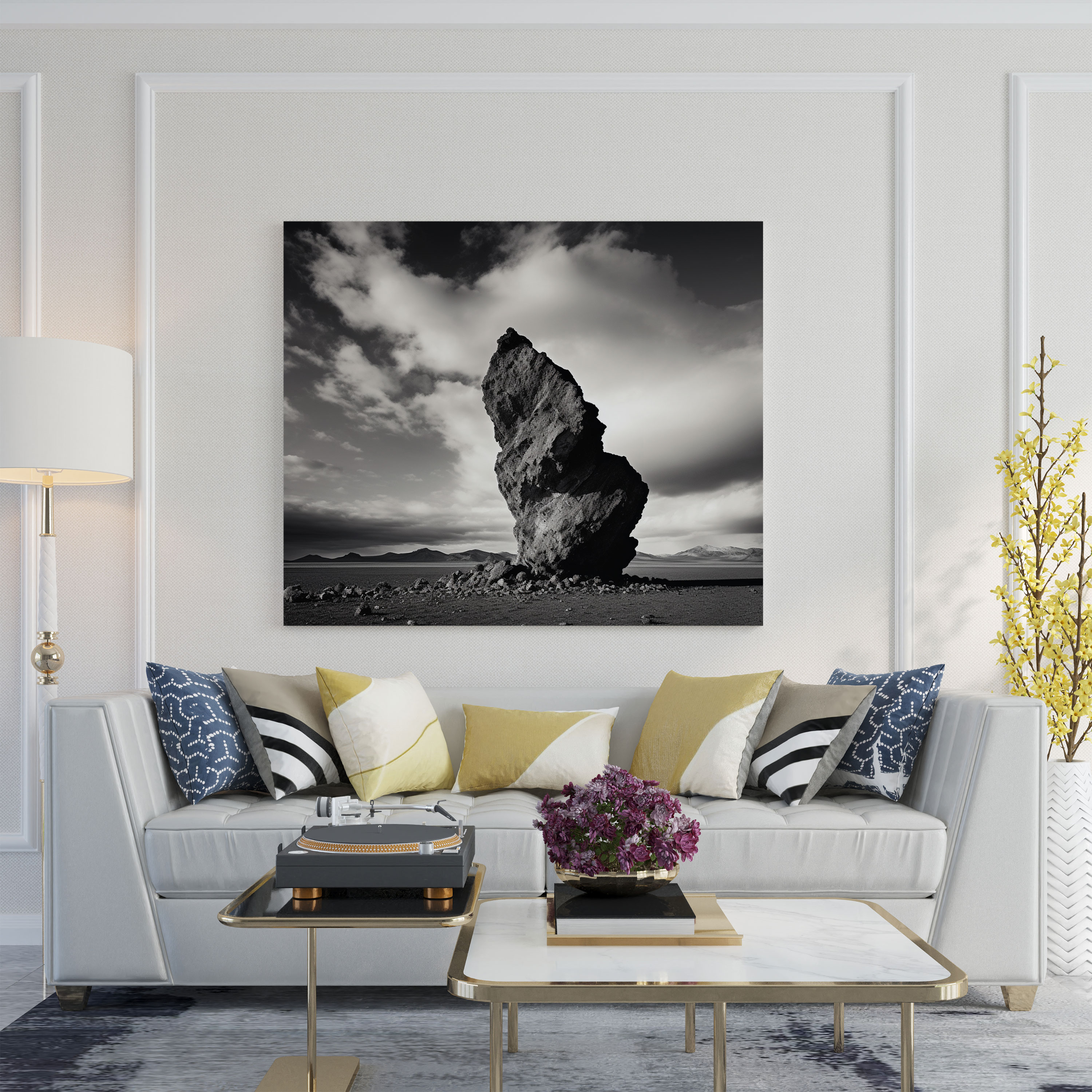 Rolling Stones Wall Decoration - Monochrome Photograph - Rolling Stones, Dramatic Sky, Wall Decoration, Canvas Print