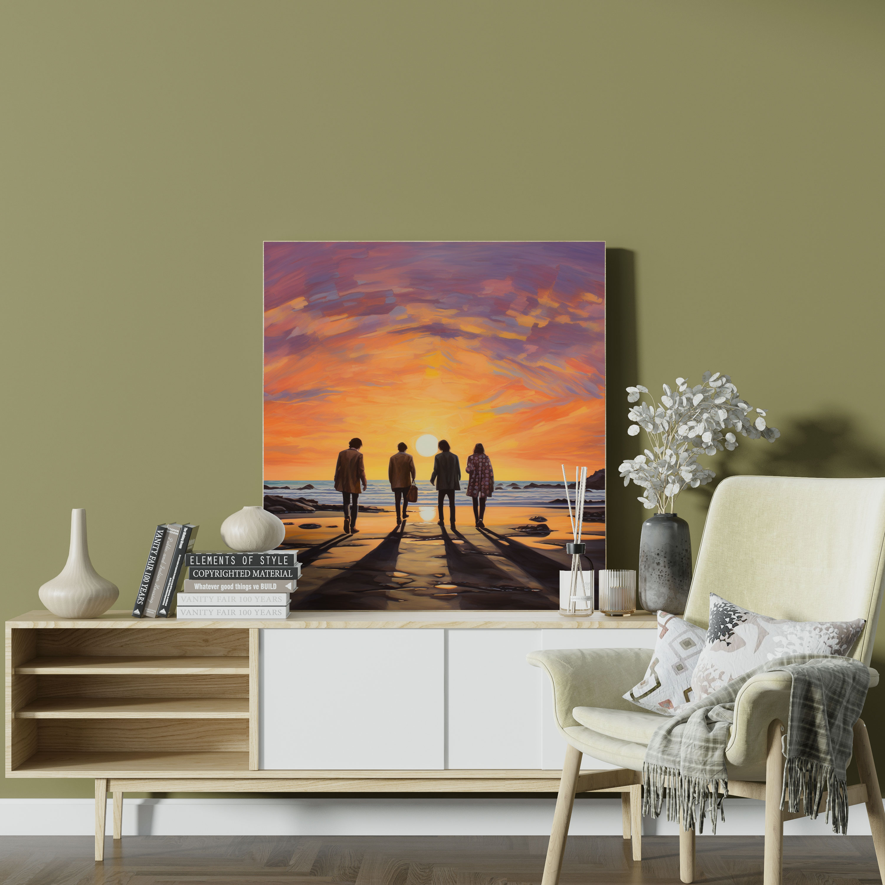 Rolling Stones Canvas Print - Impressionist Painting - Rolling Stones, Tranquil Beach, Home Decoration, Wall Art