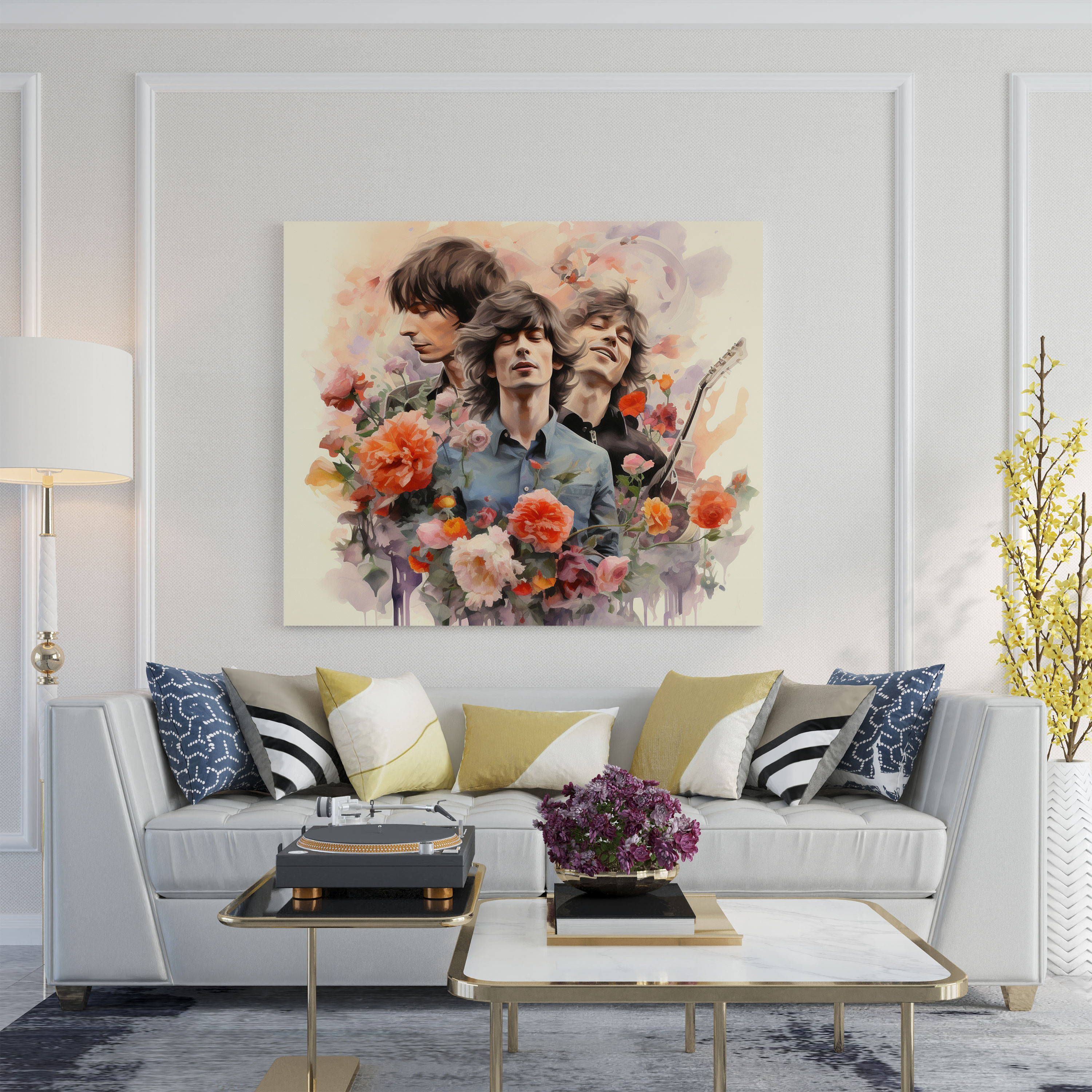 Rolling Stones Canvas Print - Watercolor Illustration - Rolling Stones, Home Decoration, Subtle Brushstrokes, Wall Art