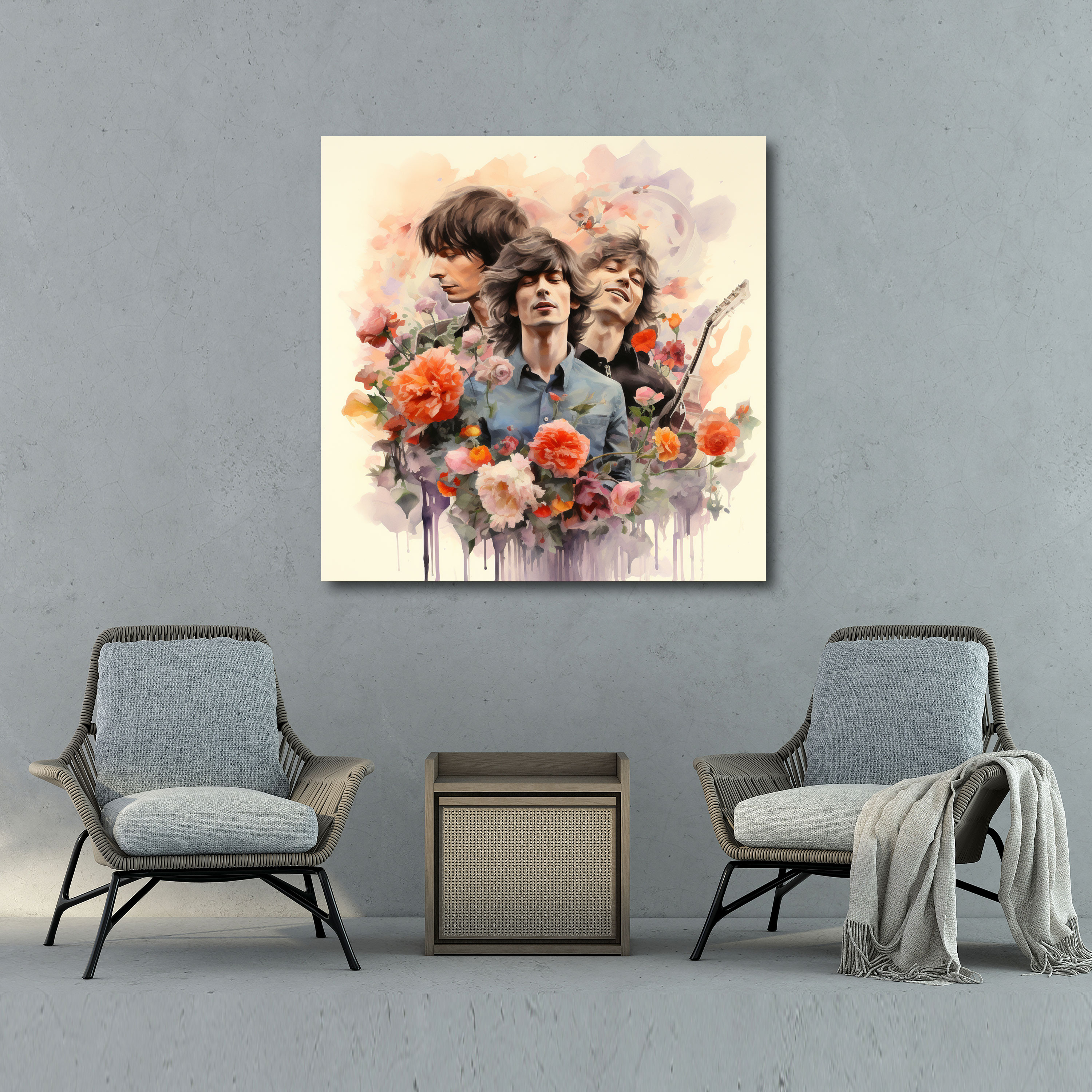 Rolling Stones Canvas Print - Watercolor Illustration - Rolling Stones, Home Decoration, Subtle Brushstrokes, Wall Art