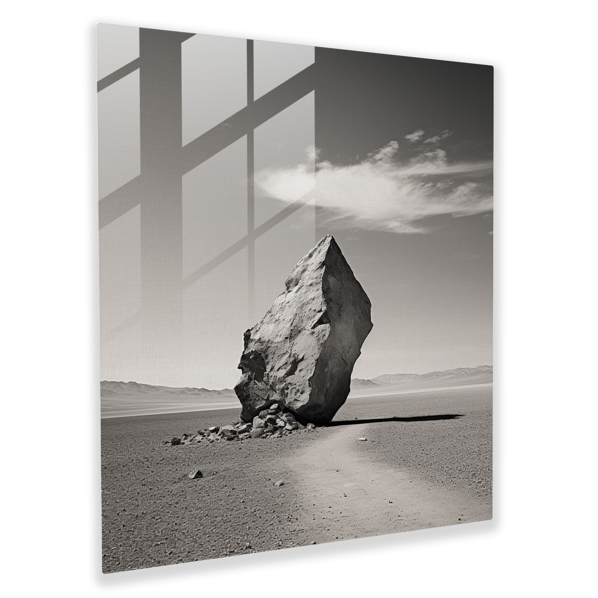 Rolling Stones Monochromatisches Glasbild - Rolling Stones monochromatisches Foto Glaswandkunst Einsamkeit