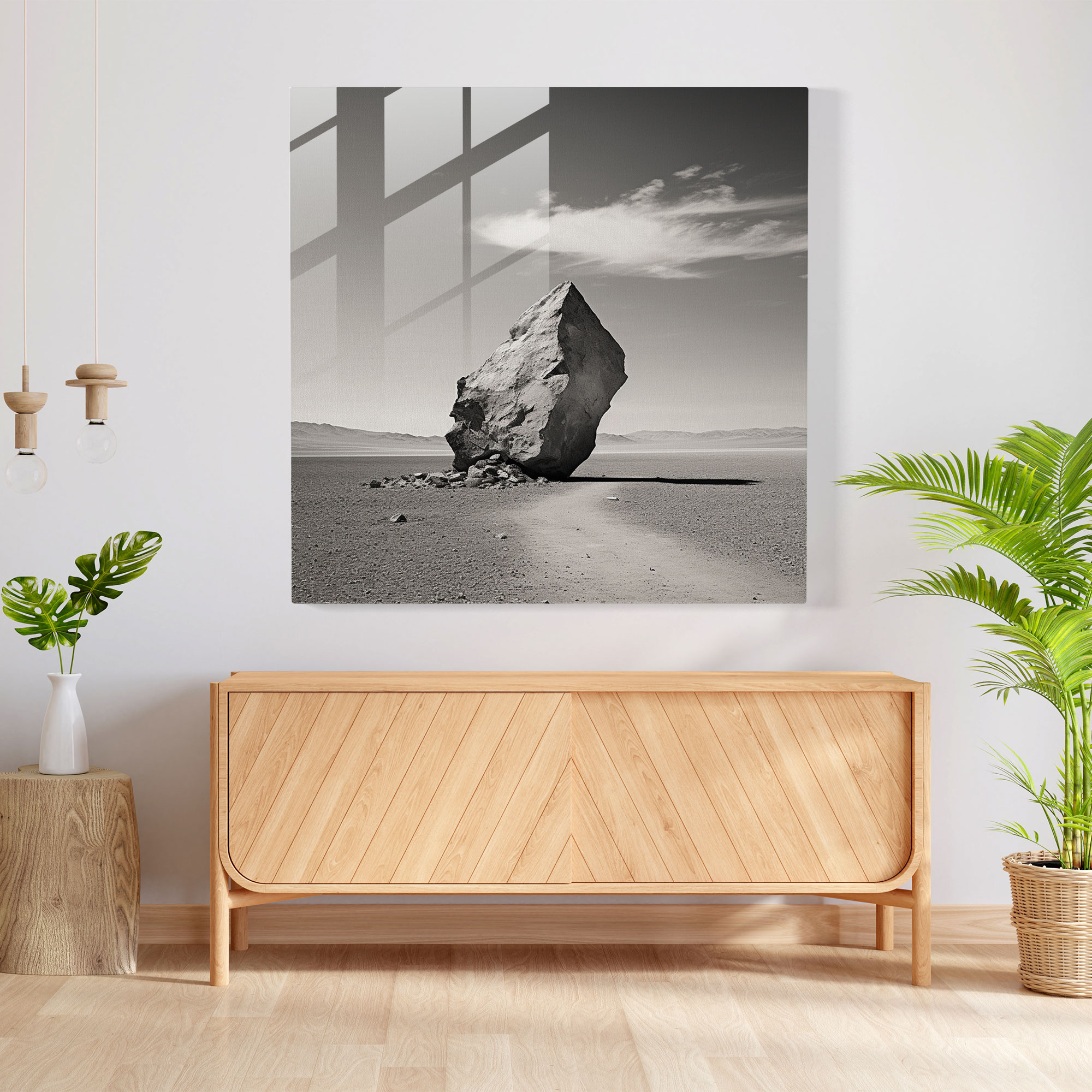 Rolling Stones Monochromatisches Glasbild - Rolling Stones monochromatisches Foto Glaswandkunst Einsamkeit