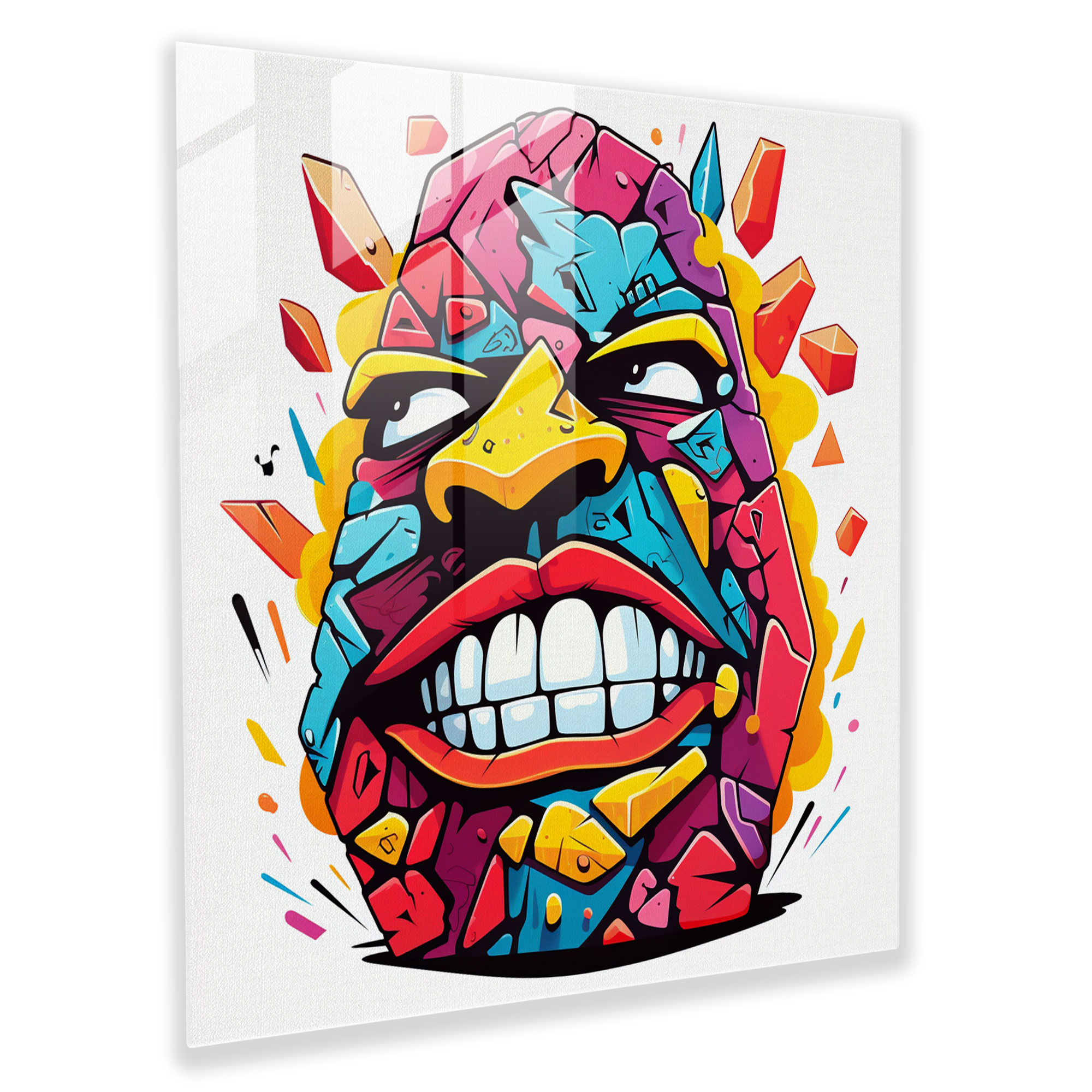 Rolling Stones Pop Art Glasbild - Muster Moderne Kunst Wanddekoration
