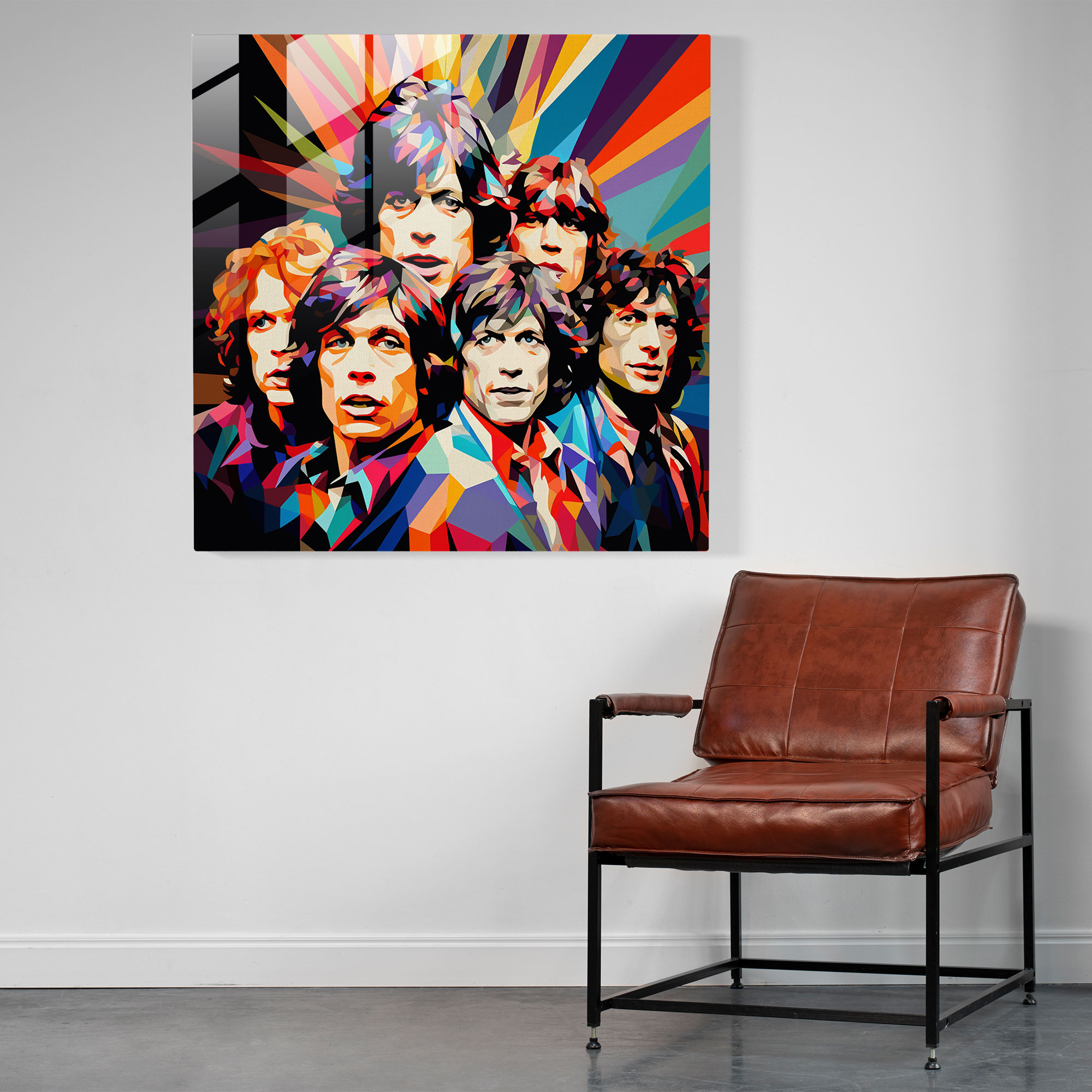 Rolling Stones Geometrisches Glasbild - Rolling Stones Wohnraumdekoration Wanddekoration Geometrisches Kunst Design