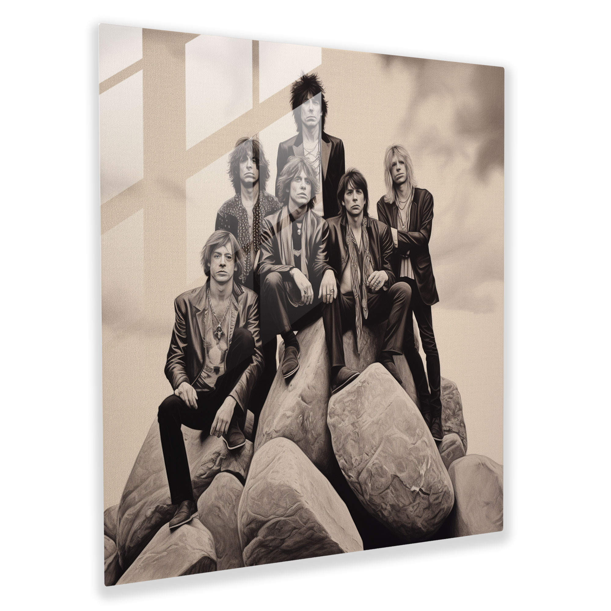 Serene Rolling Stones Glass Print - Rolling Stones, Glass Wall Art, Serene Landscape, Home Decoration