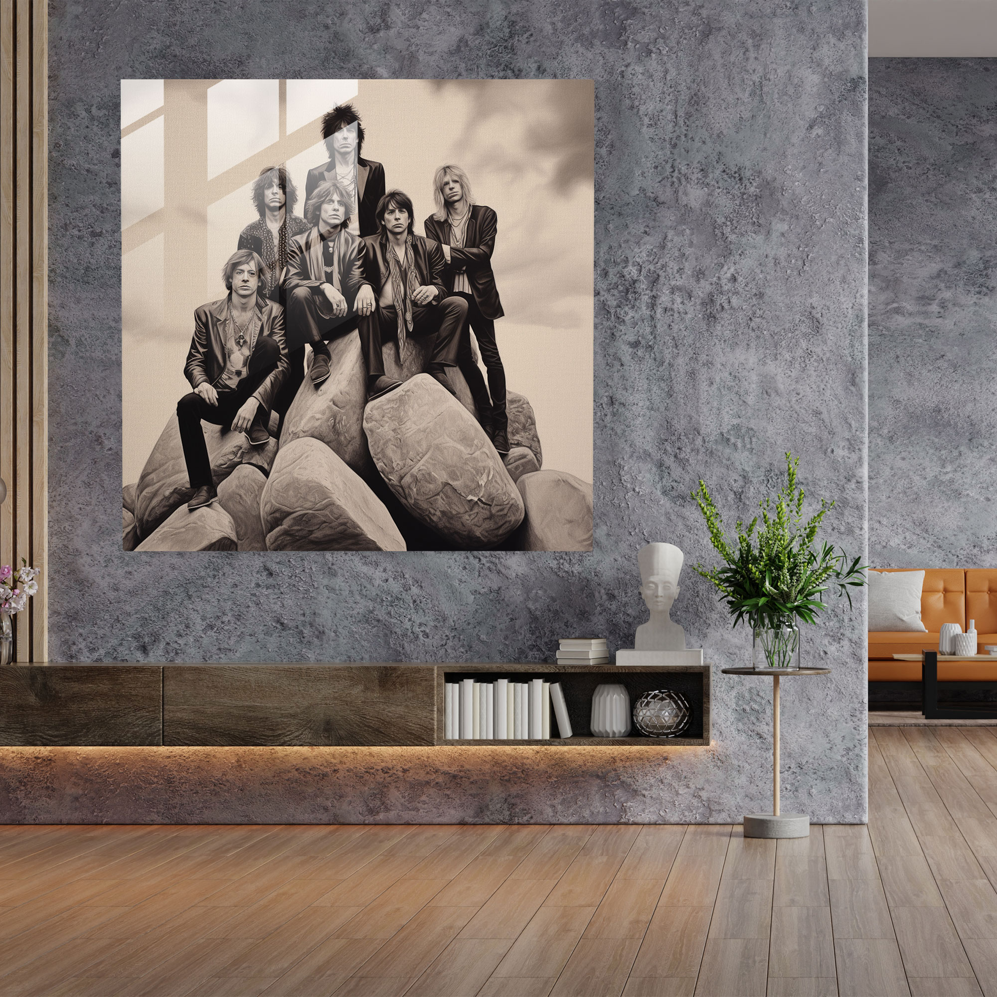 Serene Rolling Stones Glass Print - Rolling Stones, Glass Wall Art, Serene Landscape, Home Decoration