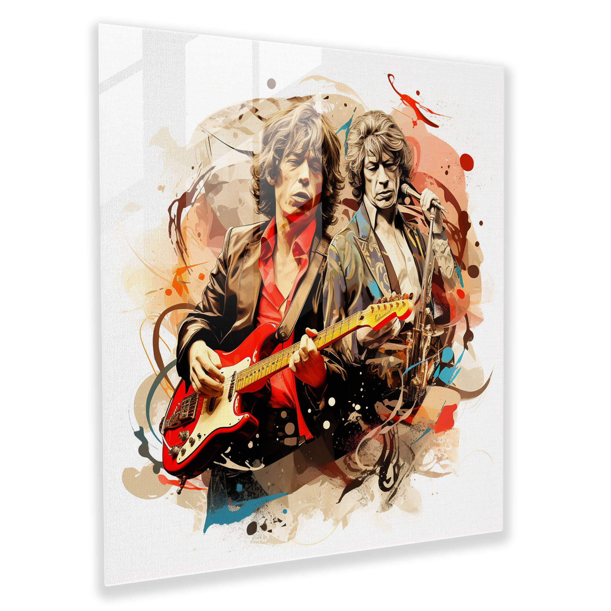 Musical Rolling Stones Glass Print - Rolling Stones, Digital Collage Artwork, Glass Print, Glass Wall Art