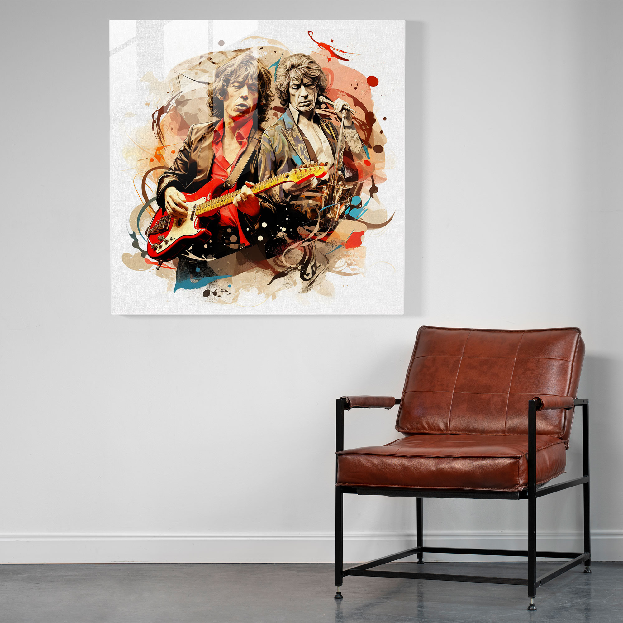 Musical Rolling Stones Glass Print - Rolling Stones, Digital Collage Artwork, Glass Print, Glass Wall Art