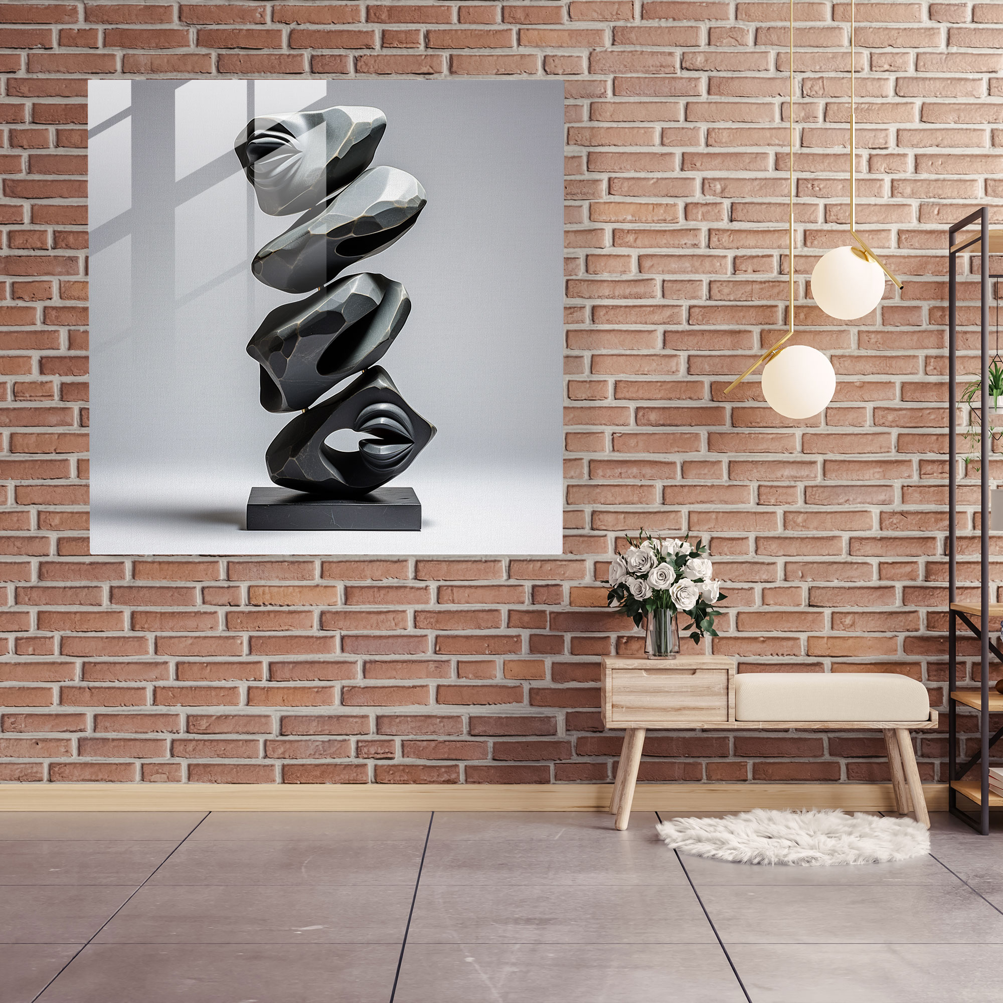 Rolling Stones Glasbild im minimalistischen Design - Wanddekoration Glas Wandkunst Moderne Kunst