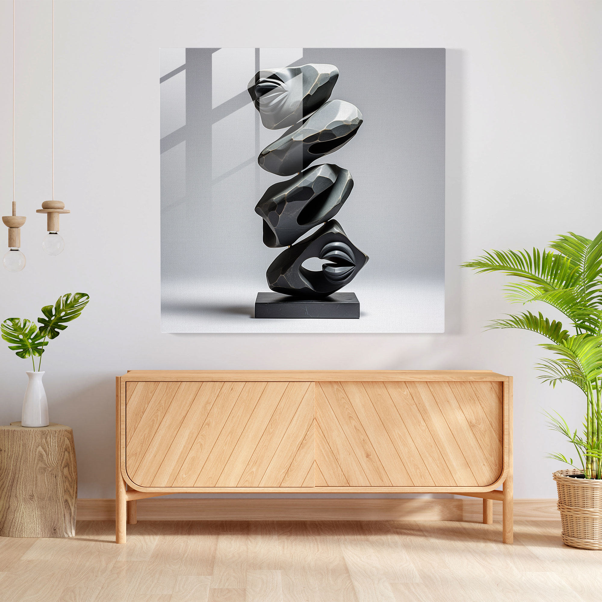 Rolling Stones Glasbild im minimalistischen Design - Wanddekoration Glas Wandkunst Moderne Kunst