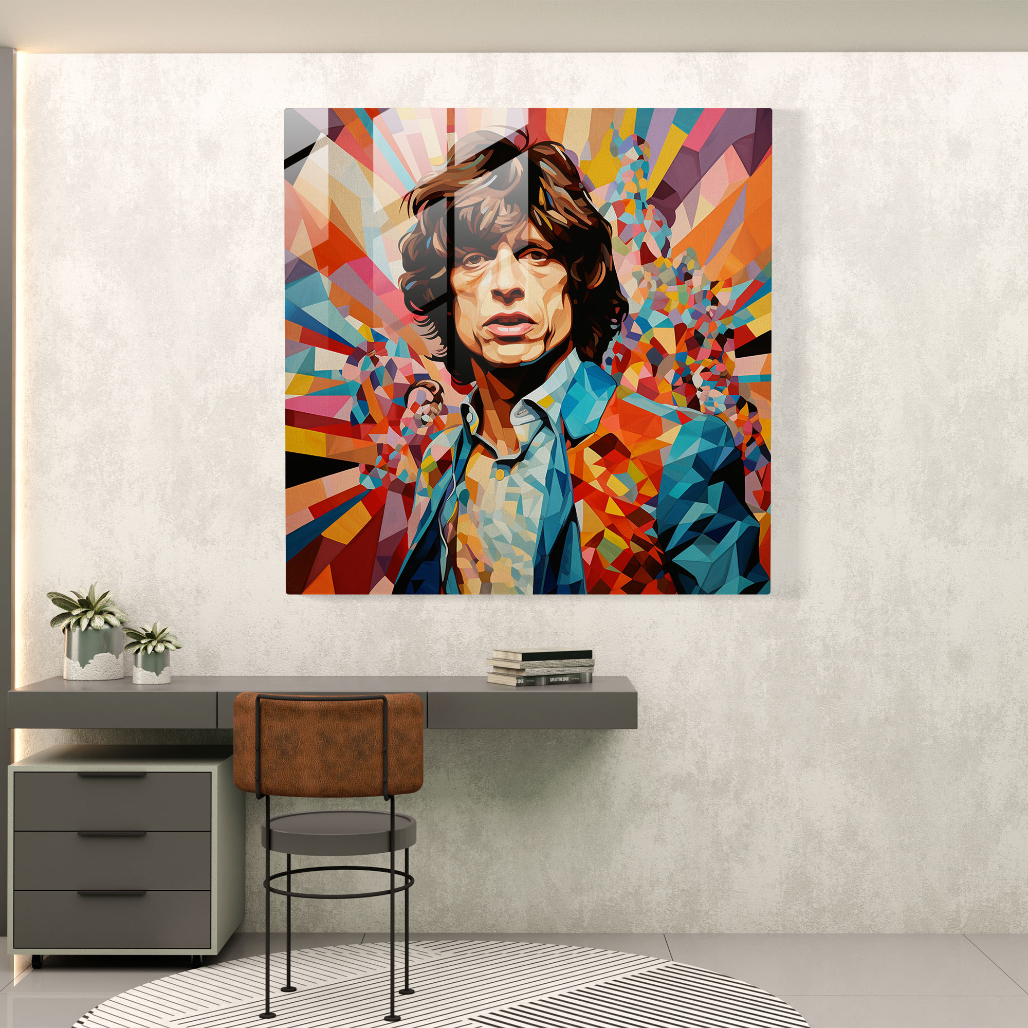 Rolling Stones Glasbild - Rolling Stones Collage Kunst Moderne Kunst Wohn-Deko