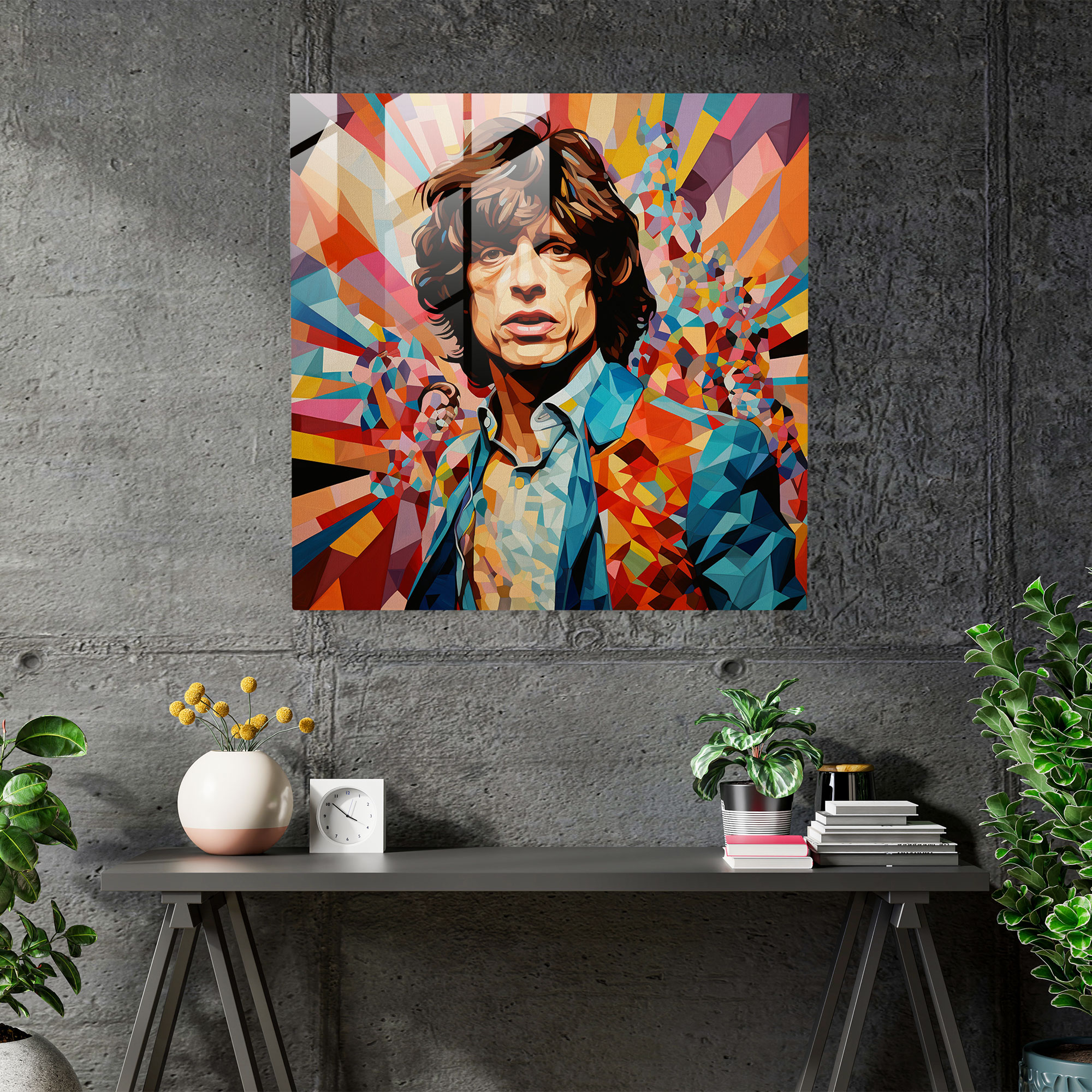 Rolling Stones Glasbild - Rolling Stones Collage Kunst Moderne Kunst Wohn-Deko