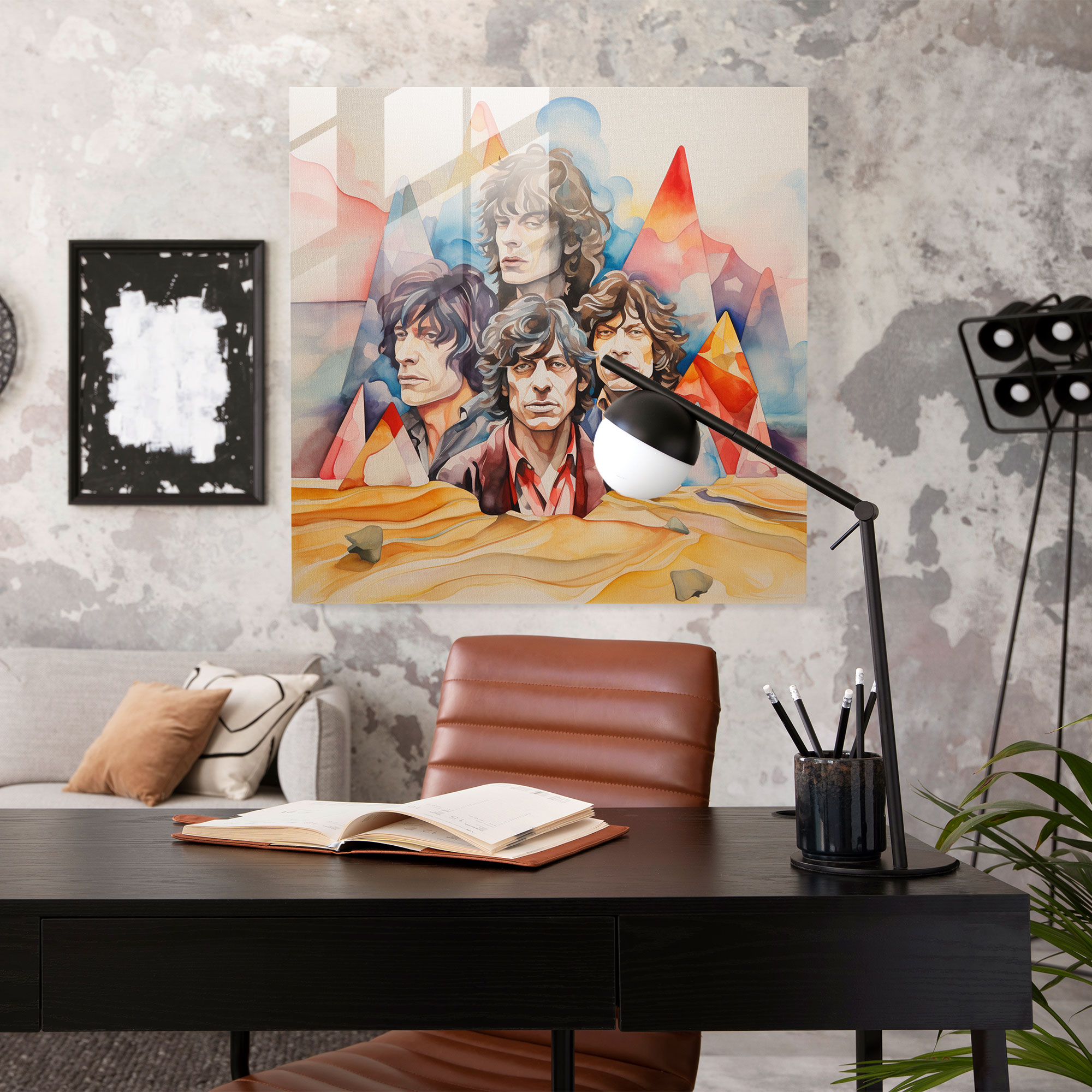 Rolling Stones Glass Print - Rolling Stones, Watercolor Painting, Home Decoration, Rolling Stones