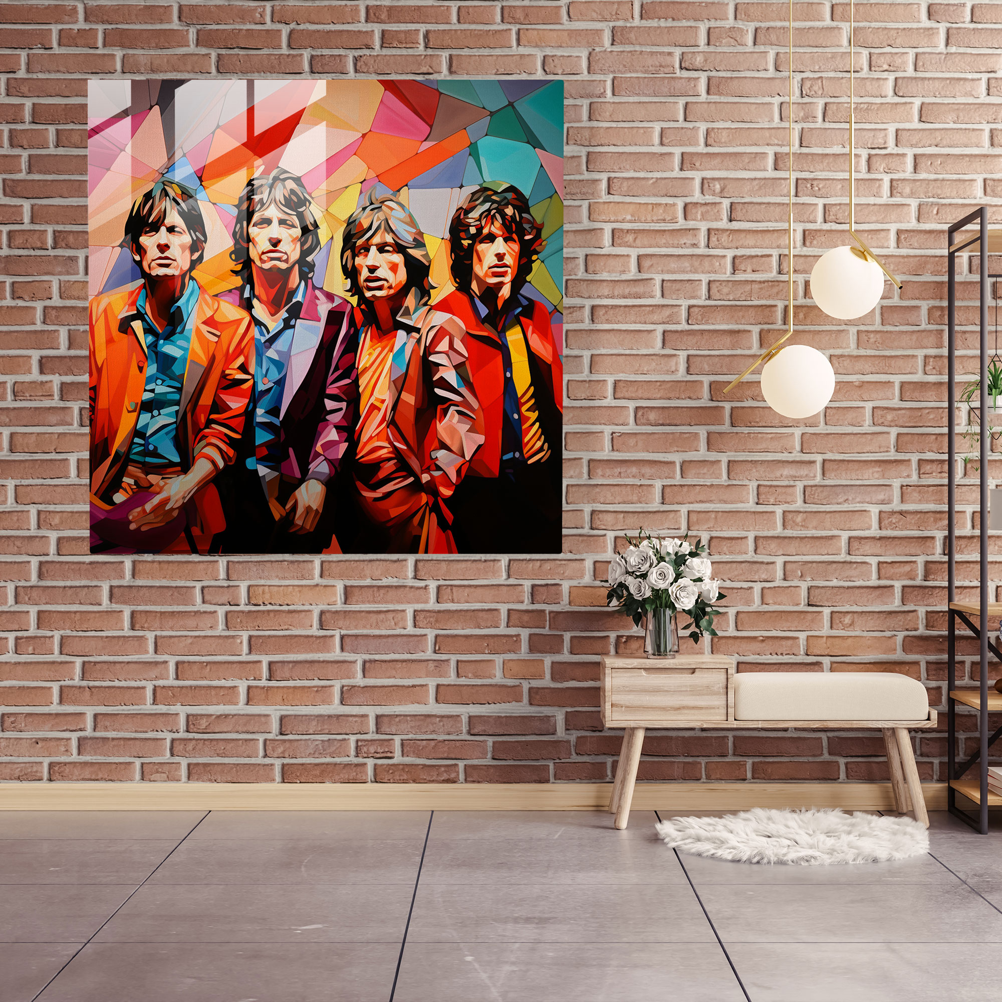 Rolling Stones Glass Wall Art - Rolling Stones, Glass Wall Art, Wall Decoration, Vibrant Colors