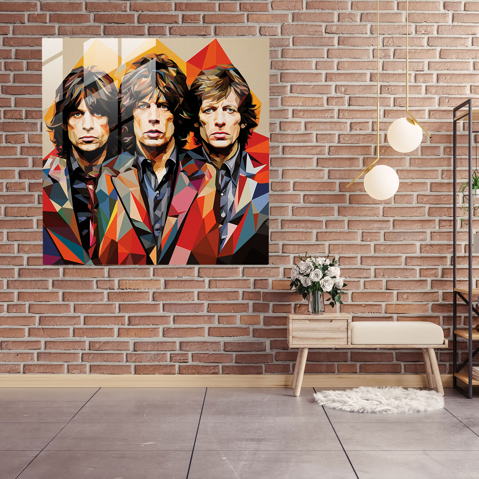 Geometric Stones Glass Print - Rolling Stones, Modern Art, Contemporary Design, Glass Print