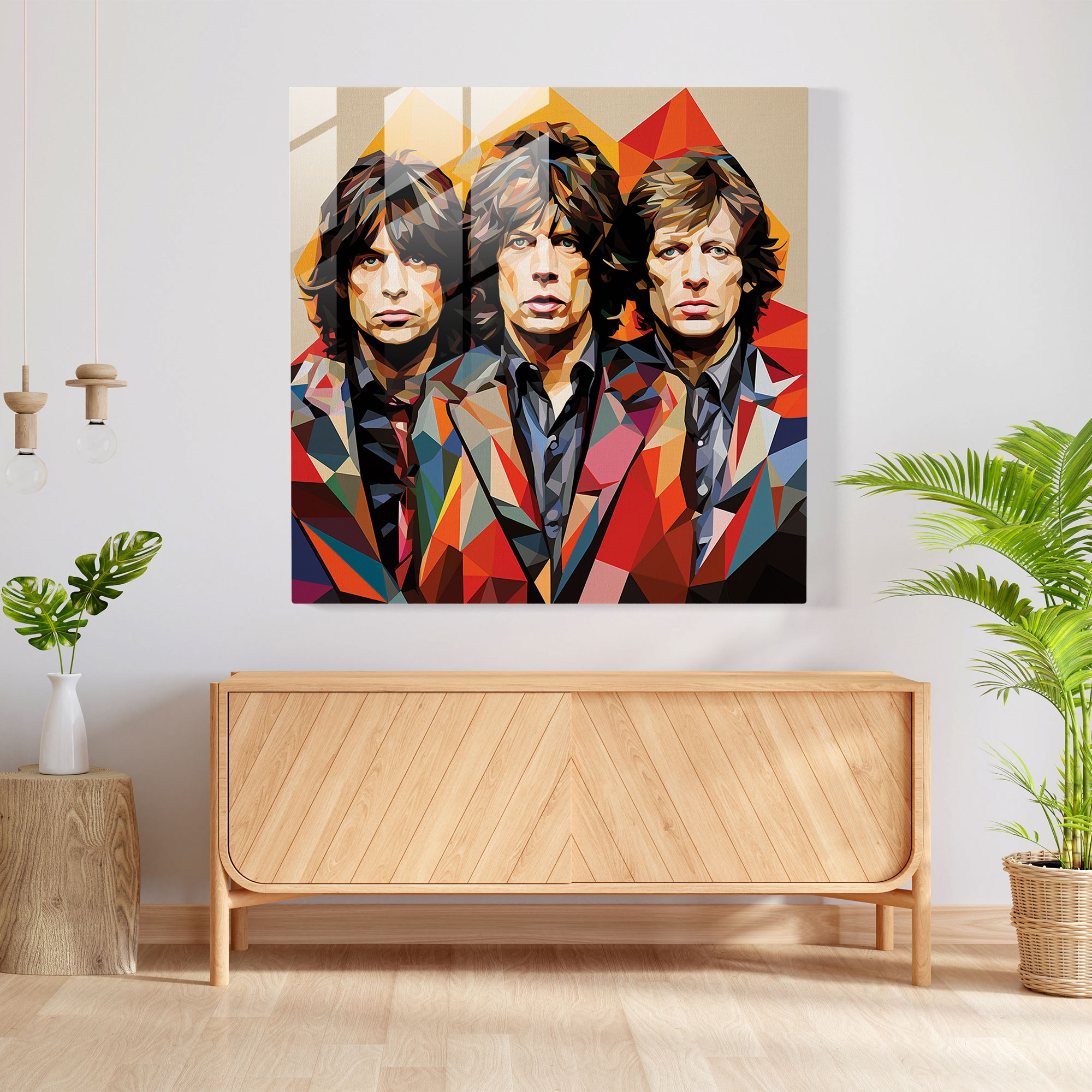 Geometric Stones Glass Print - Rolling Stones, Modern Art, Contemporary Design, Glass Print