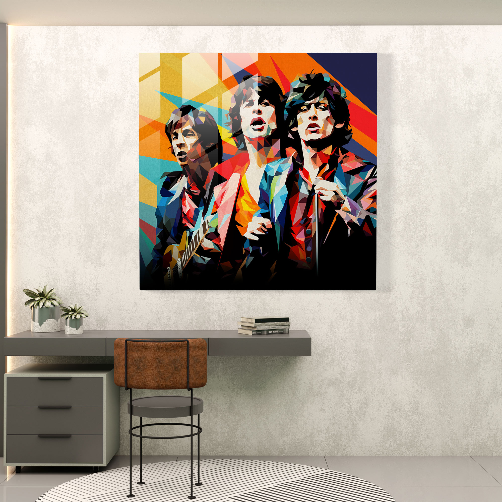Glasbild Rolling Stones - Bunt Modern Kunstwerk